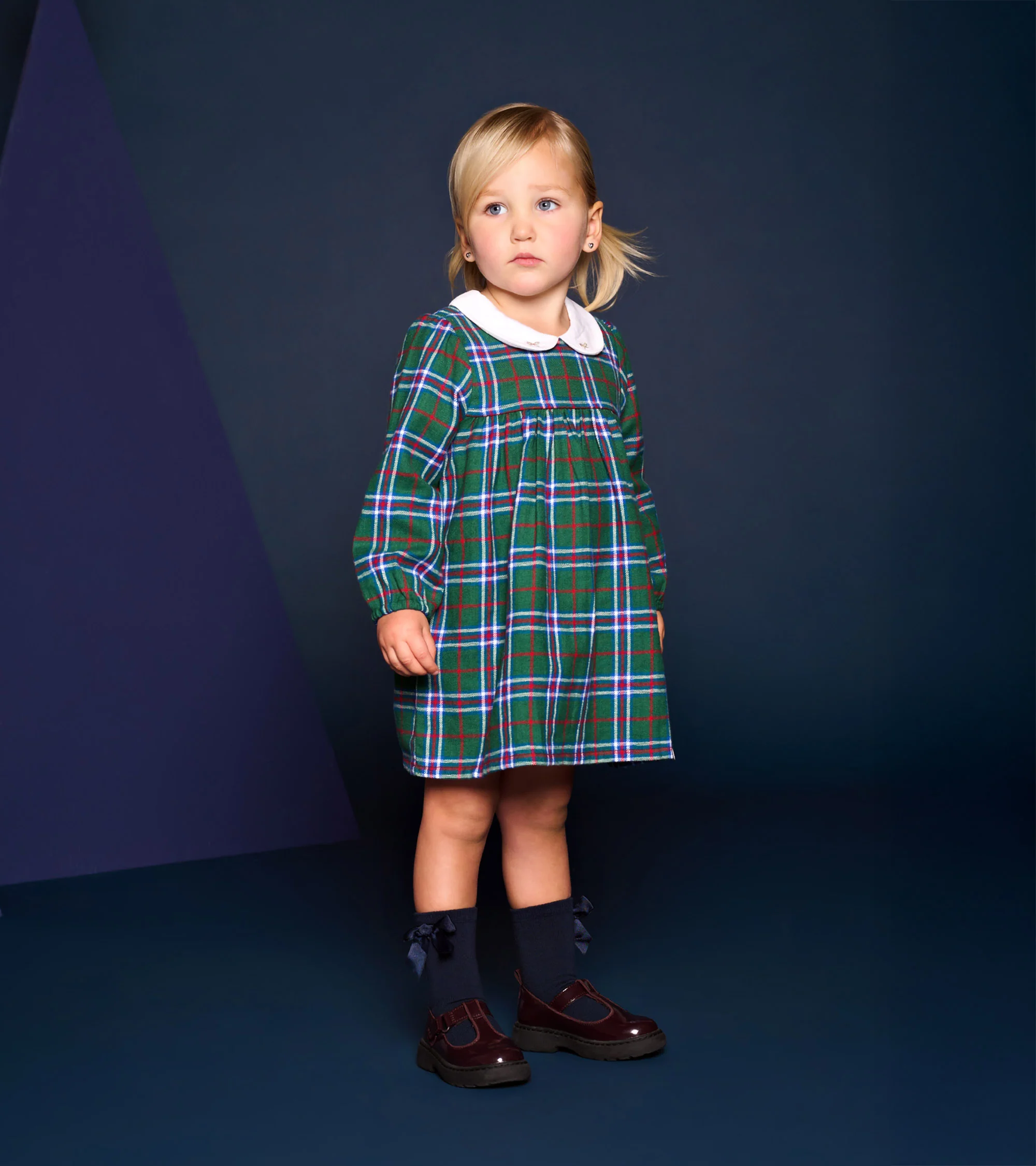 Baby & Toddler Girls Holiday Plaid Puff Sleeve Pinafore - Image 2