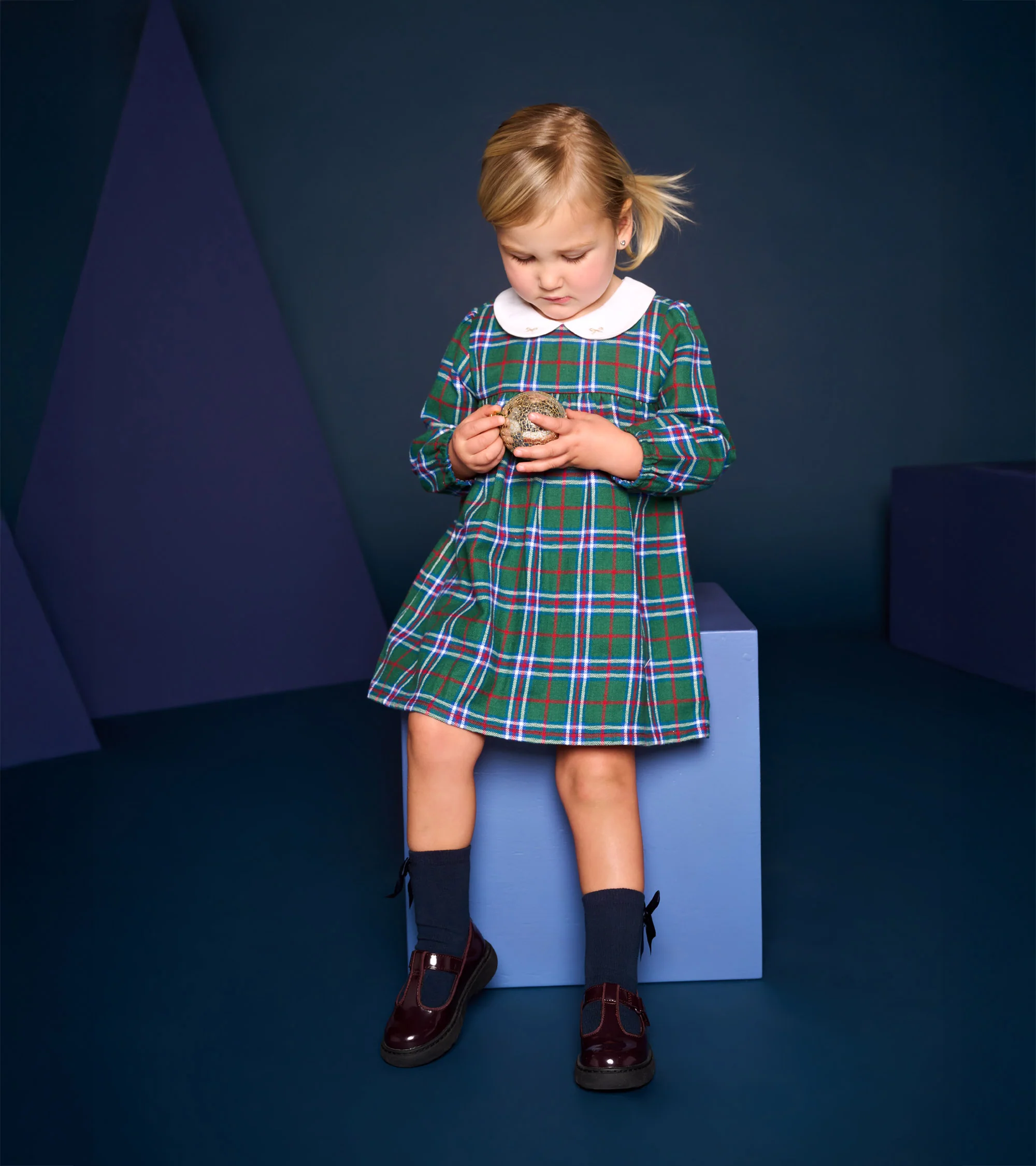 Baby & Toddler Girls Holiday Plaid Puff Sleeve Pinafore - Image 3