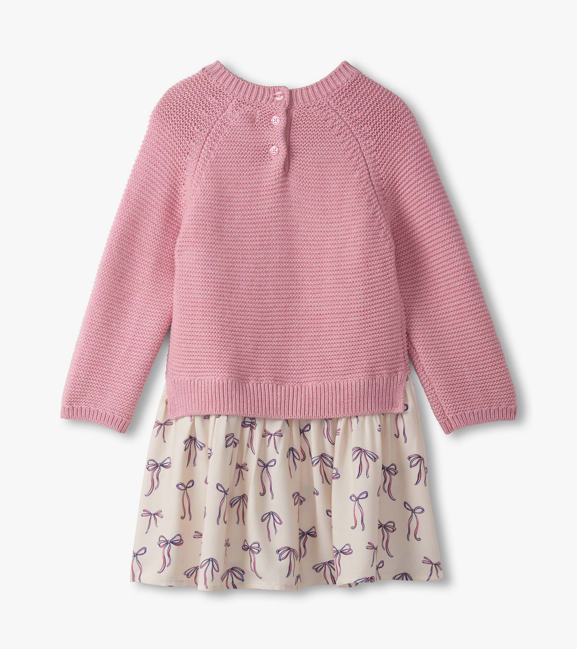 Baby & Toddler Girls Painted Bows Mixed Media Sweater Dress - Image 3