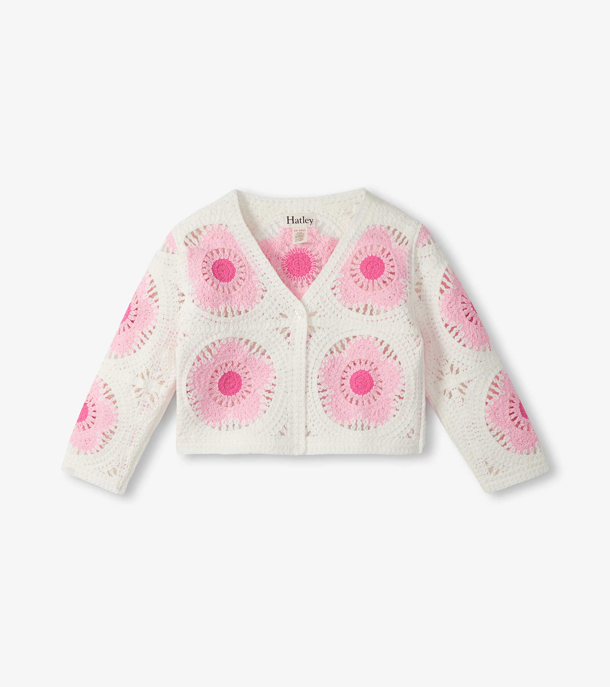 Baby & Toddler Girls Pink & Cream Flower Crochet Cardigan