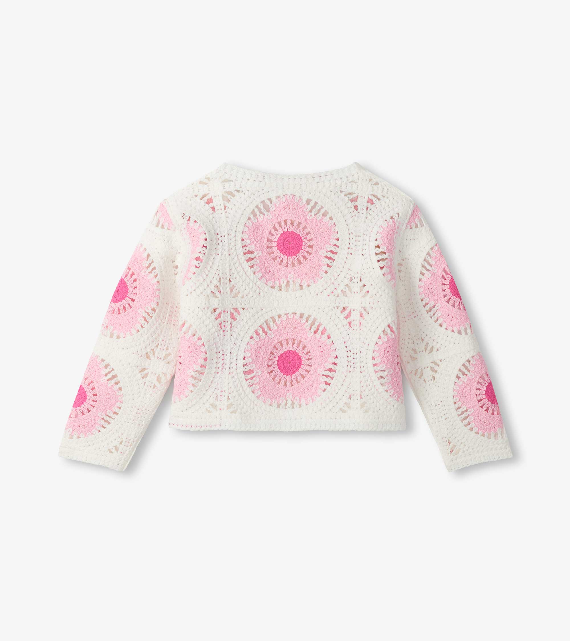 Baby & Toddler Girls Pink & Cream Flower Crochet Cardigan - Image 2