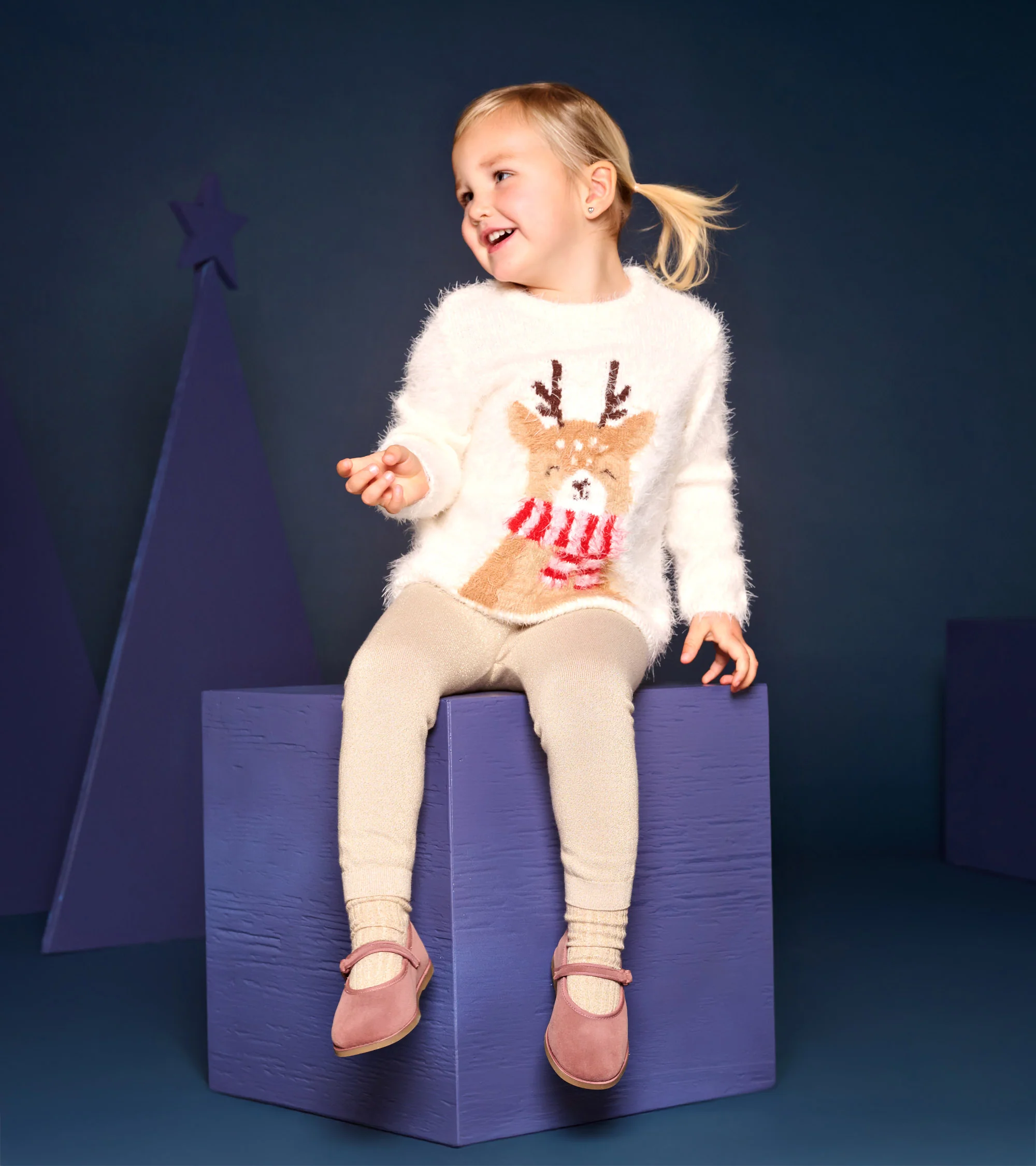 Baby & Toddler Girls Reindeer Furry Sweater - Image 2