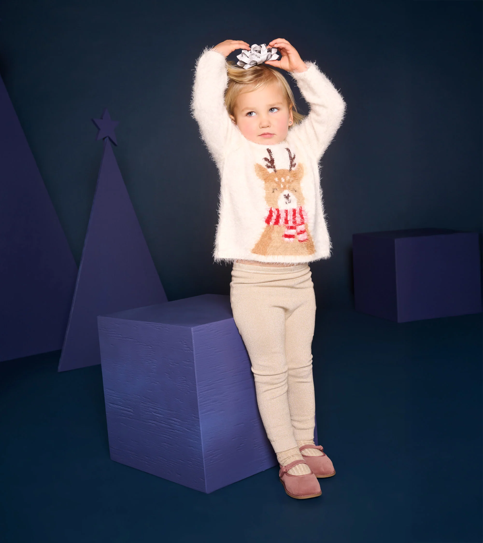 Baby & Toddler Girls Reindeer Furry Sweater - Image 3