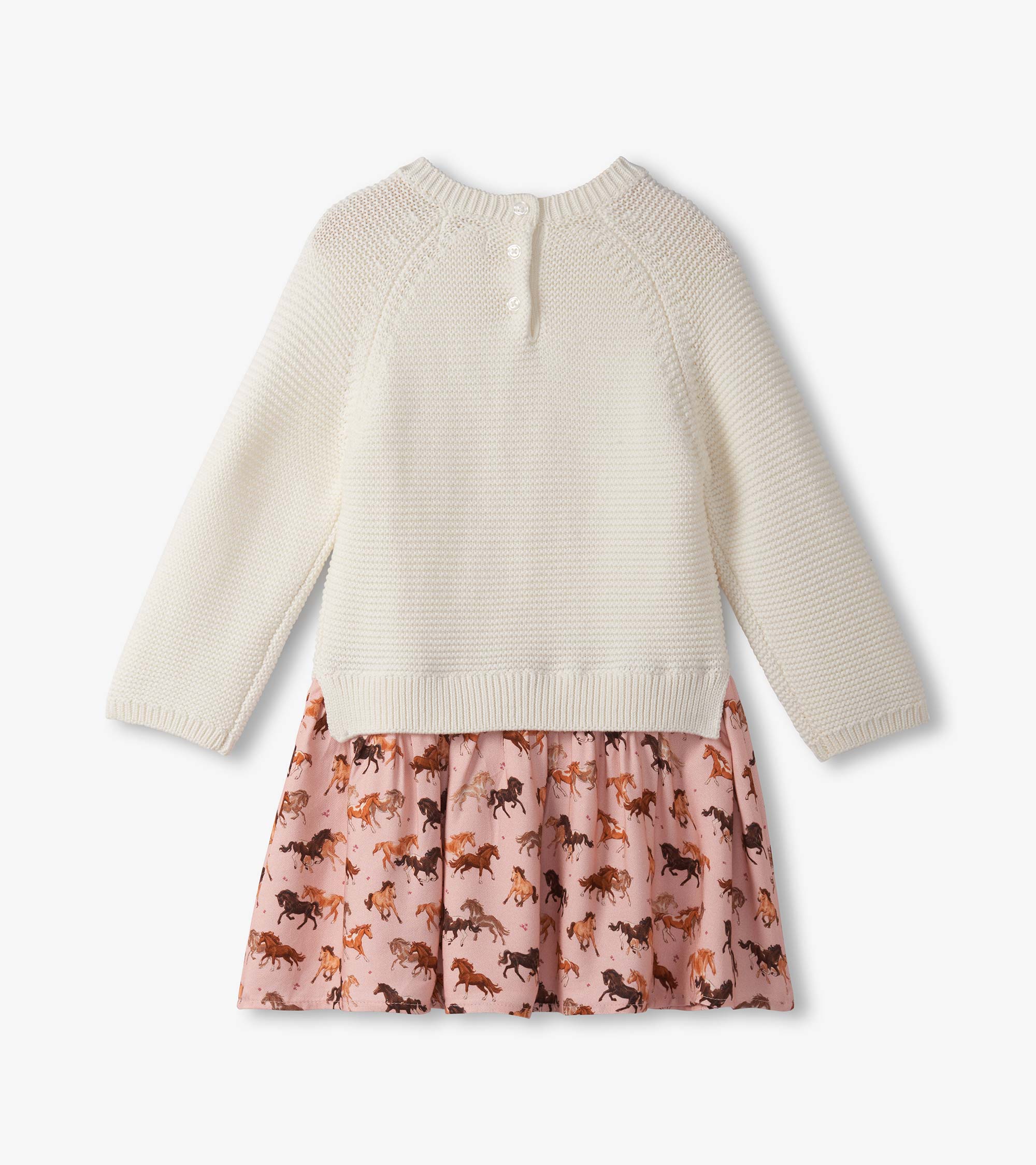 Baby & Toddler Girls Tinsel Horses Mixed Media Sweater Dress - Image 3