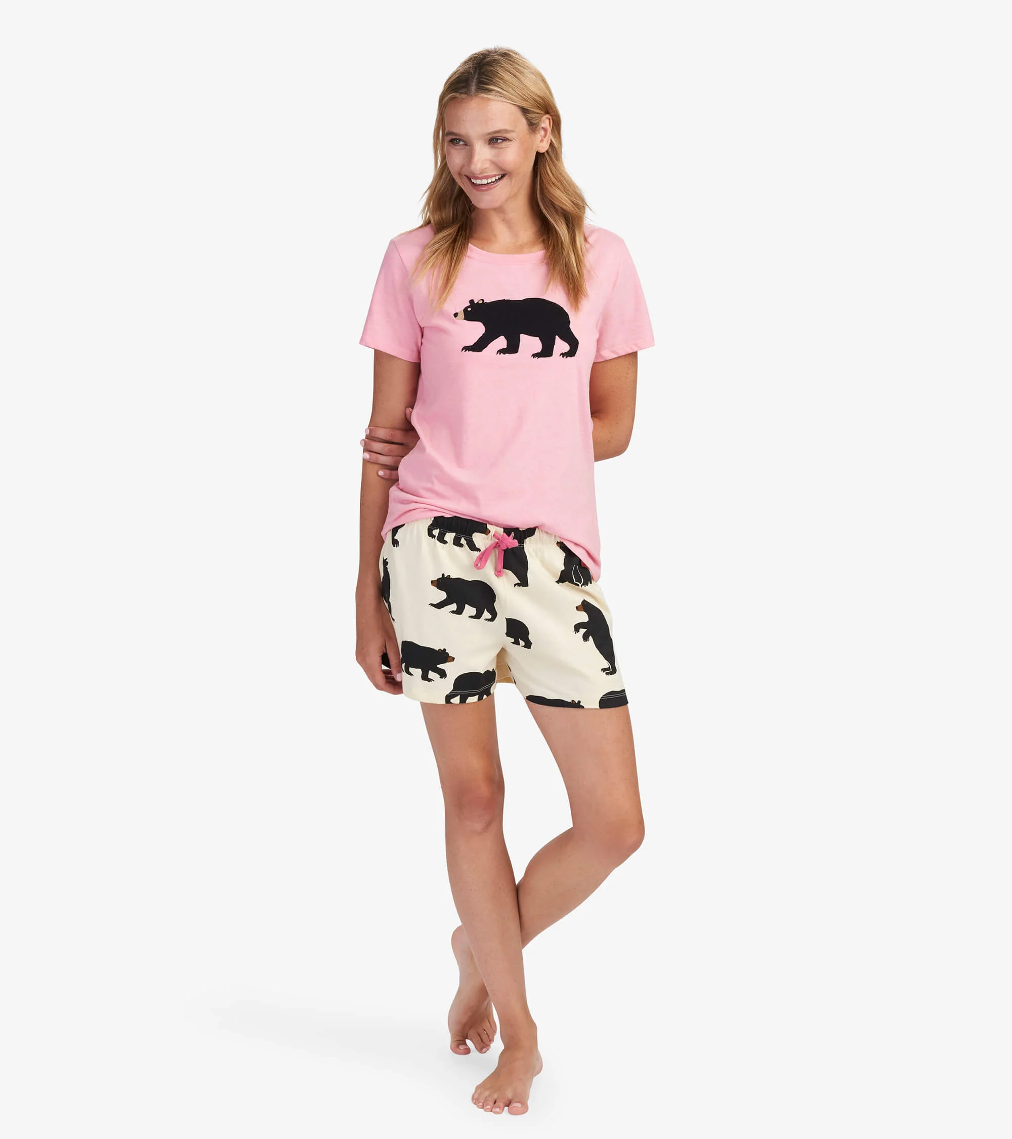 Bear on Pink Women's Pajama T-Shirt - Image 3