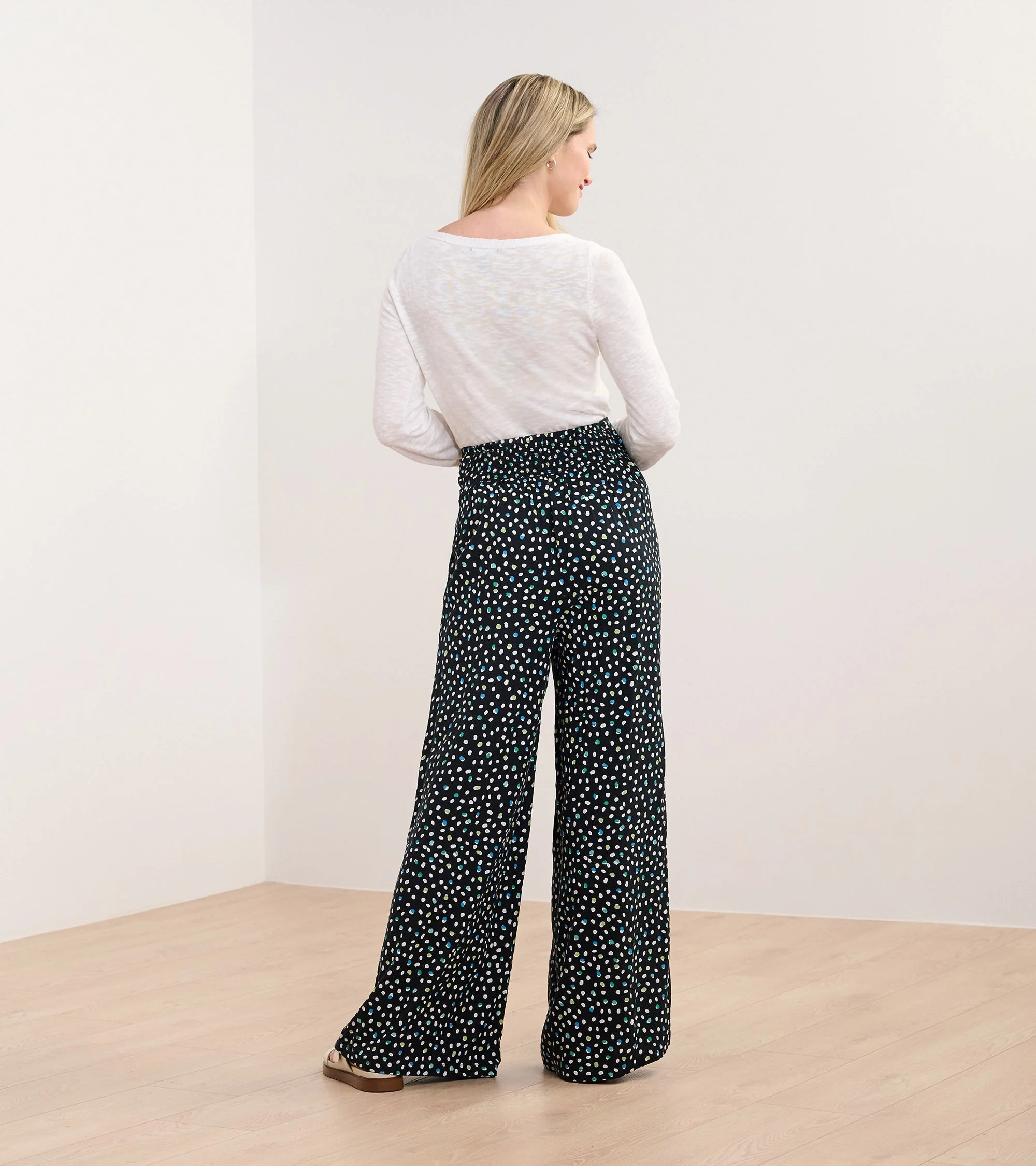 Belted Wide Leg Pants - Multi Dots - Image 5