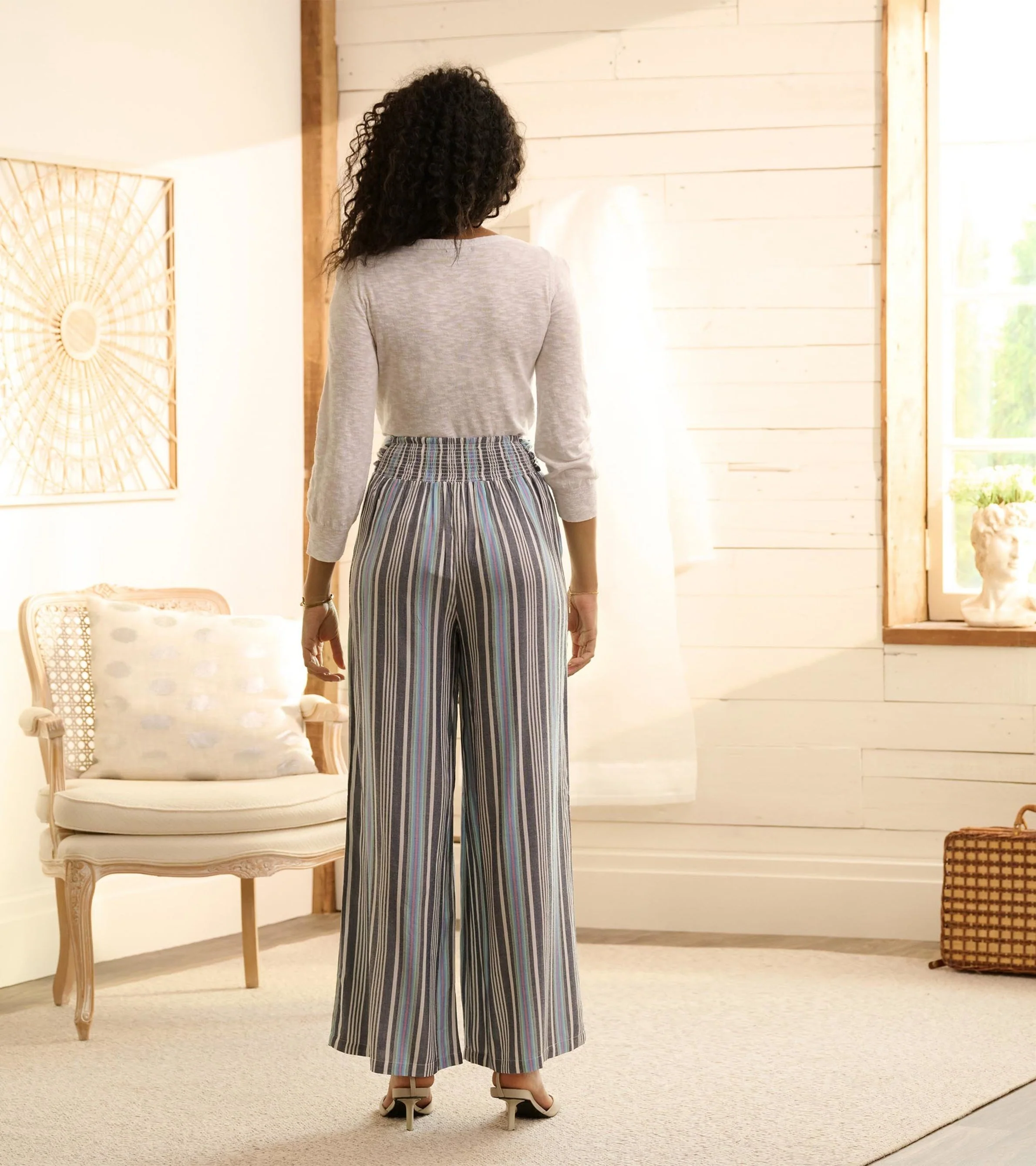 Belted Wide Leg Pants - Rainbow Stripes - Image 3