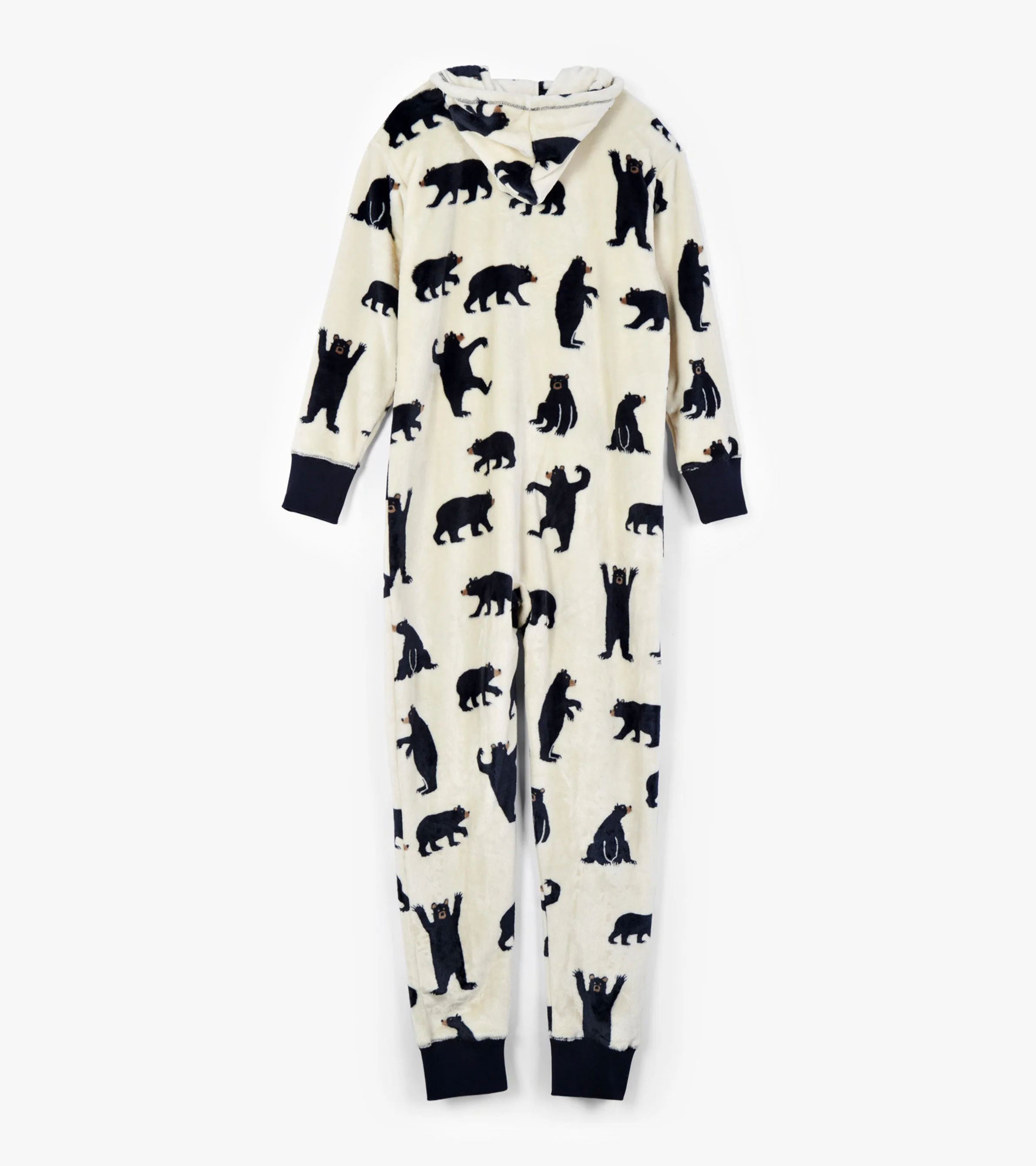 Adult Black Bears Hooded Fleece Jumpsuit - Image 3