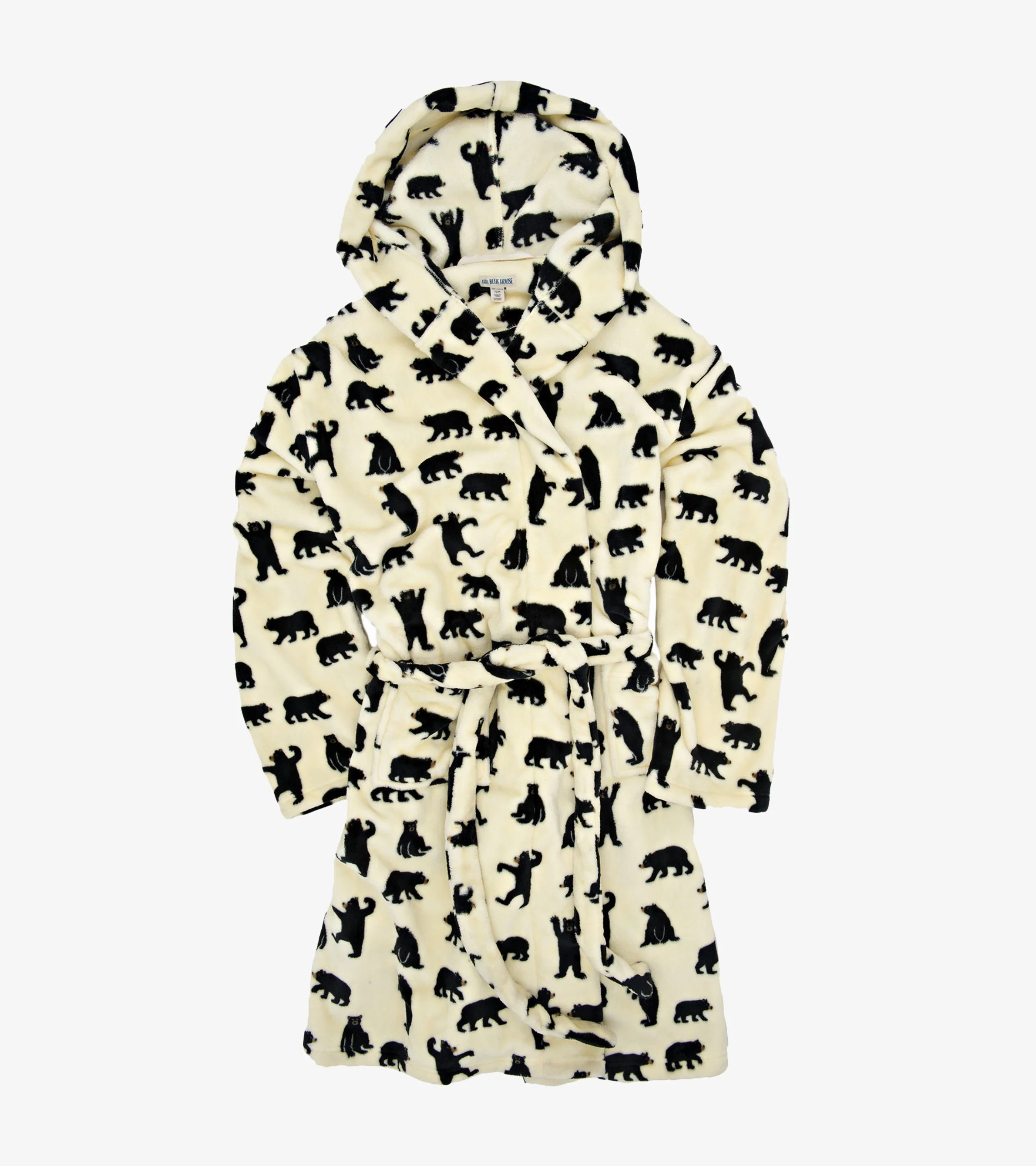 Black Bears on Natural Adult Fleece Robe - Image 2