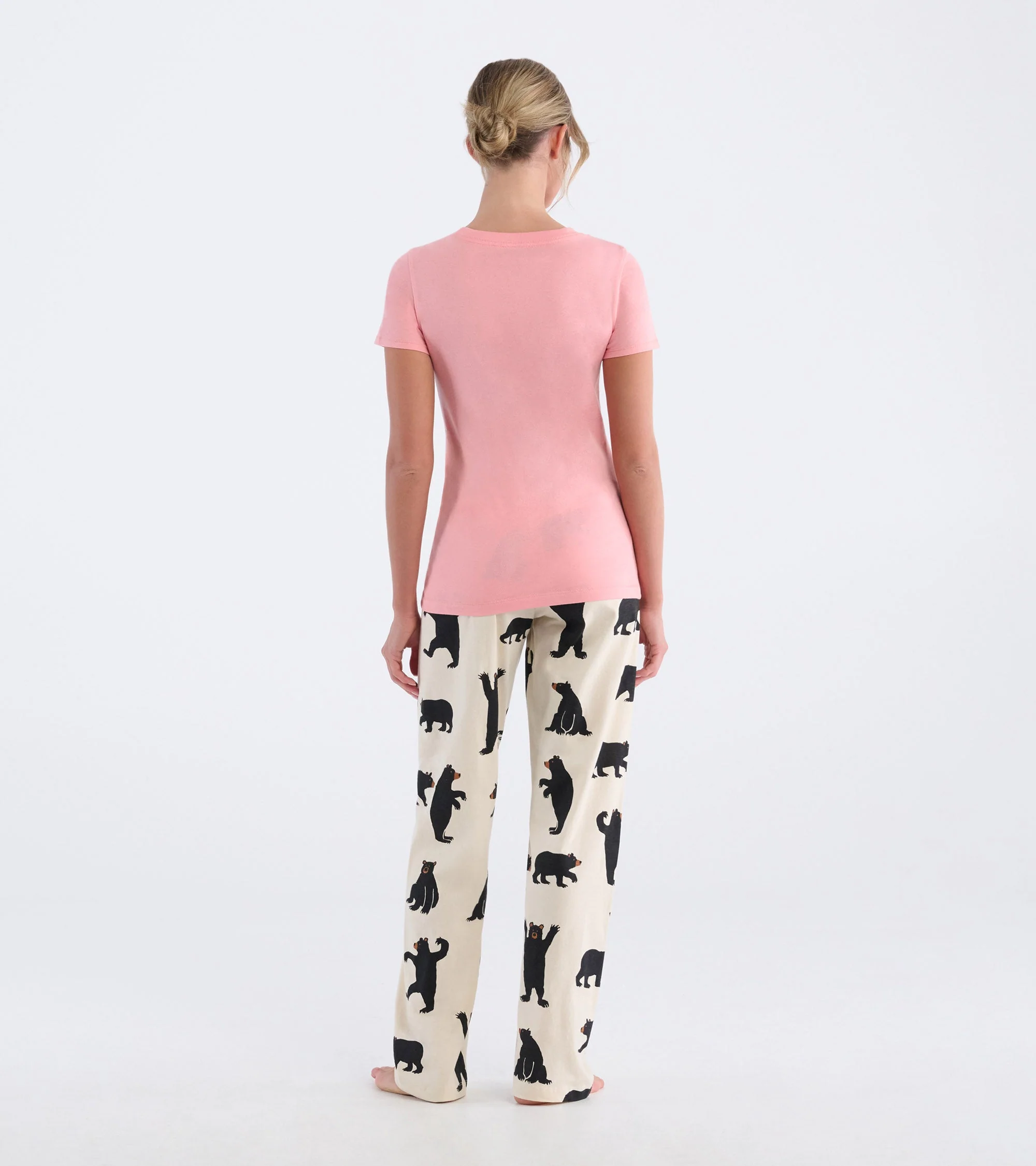 Black Bears on Natural Women's Cotton Pajama Pants - Image 4