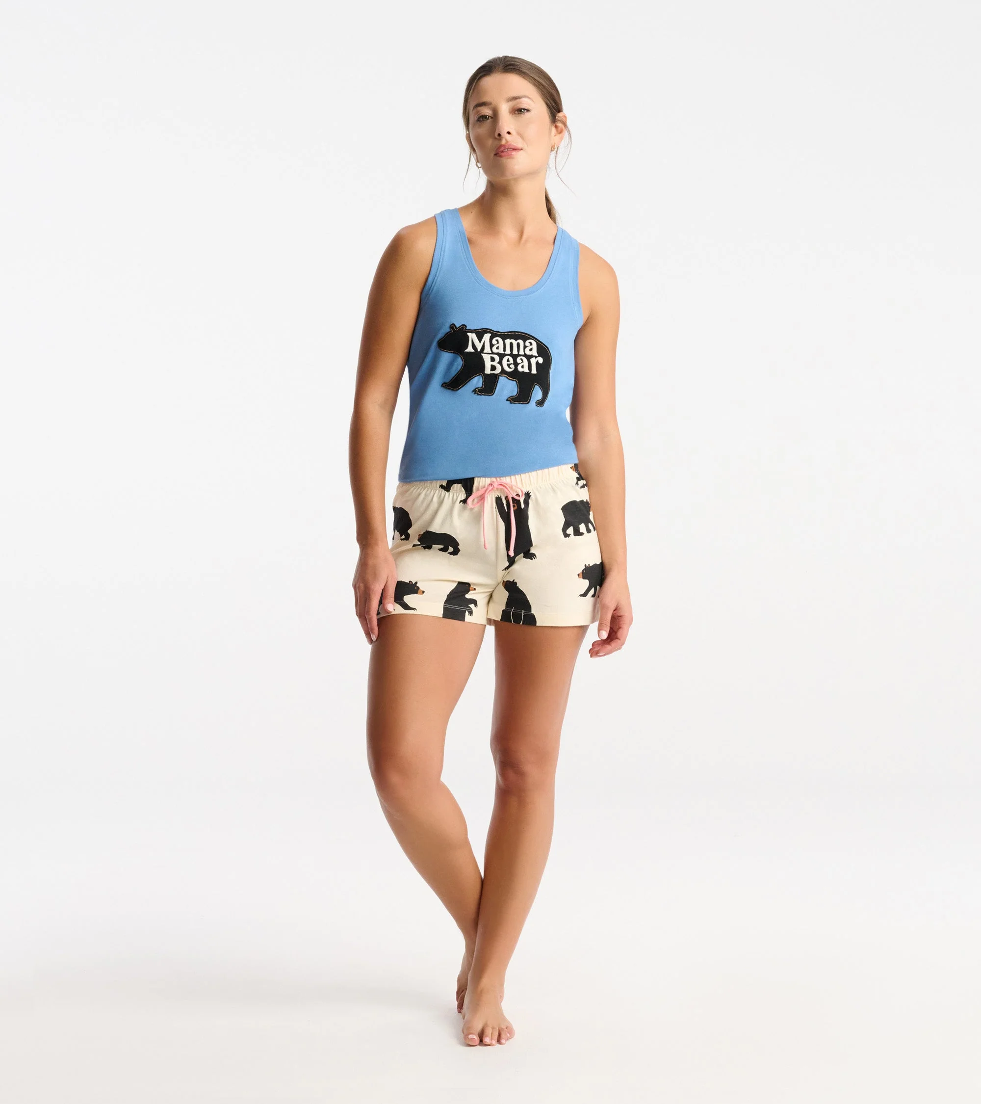 Black Bears on Natural Women's Cotton Sleep Shorts - Image 3