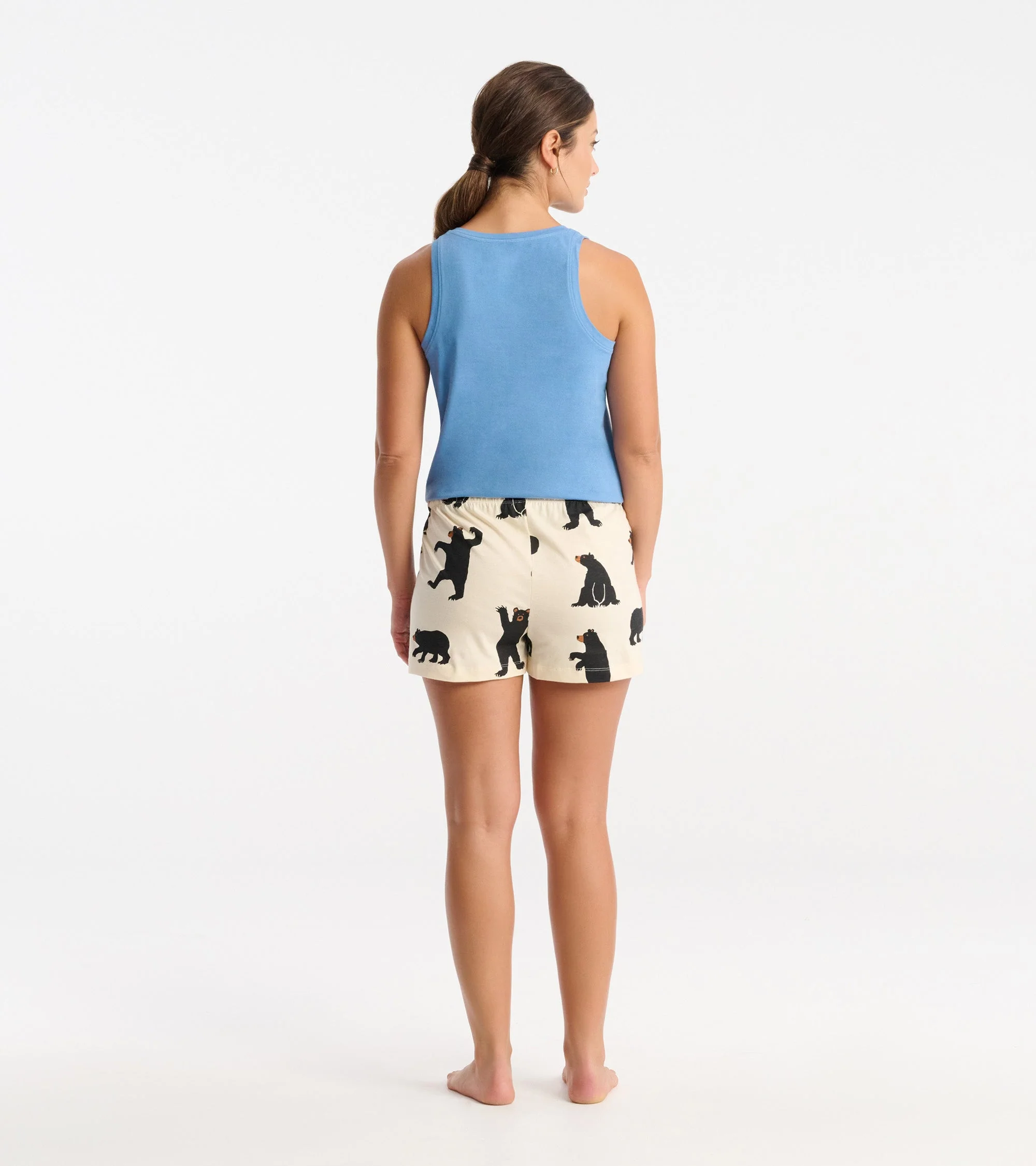 Black Bears on Natural Women's Cotton Sleep Shorts - Image 4
