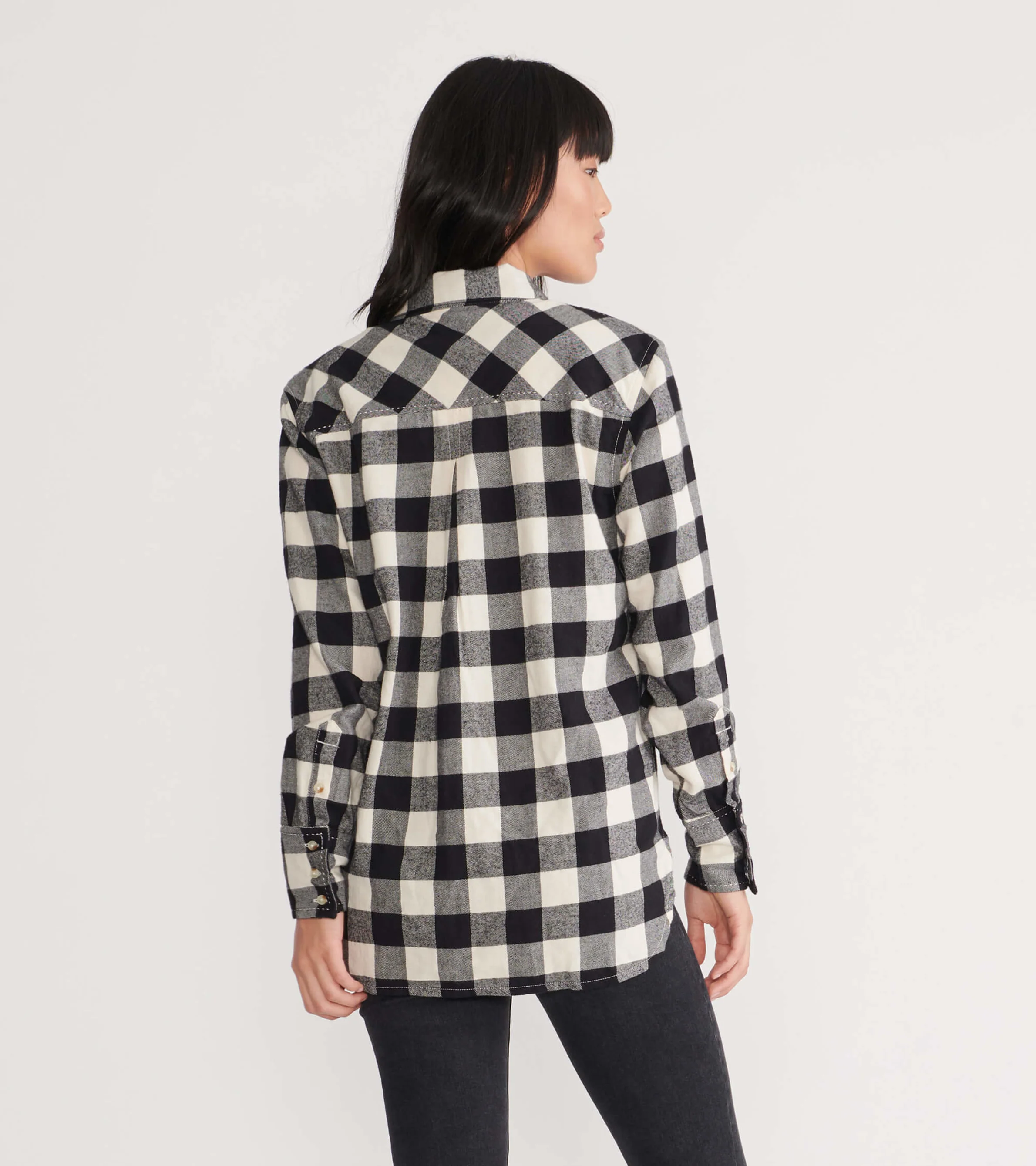 Black Plaid Women's Heritage Flannel Shirt - Image 3