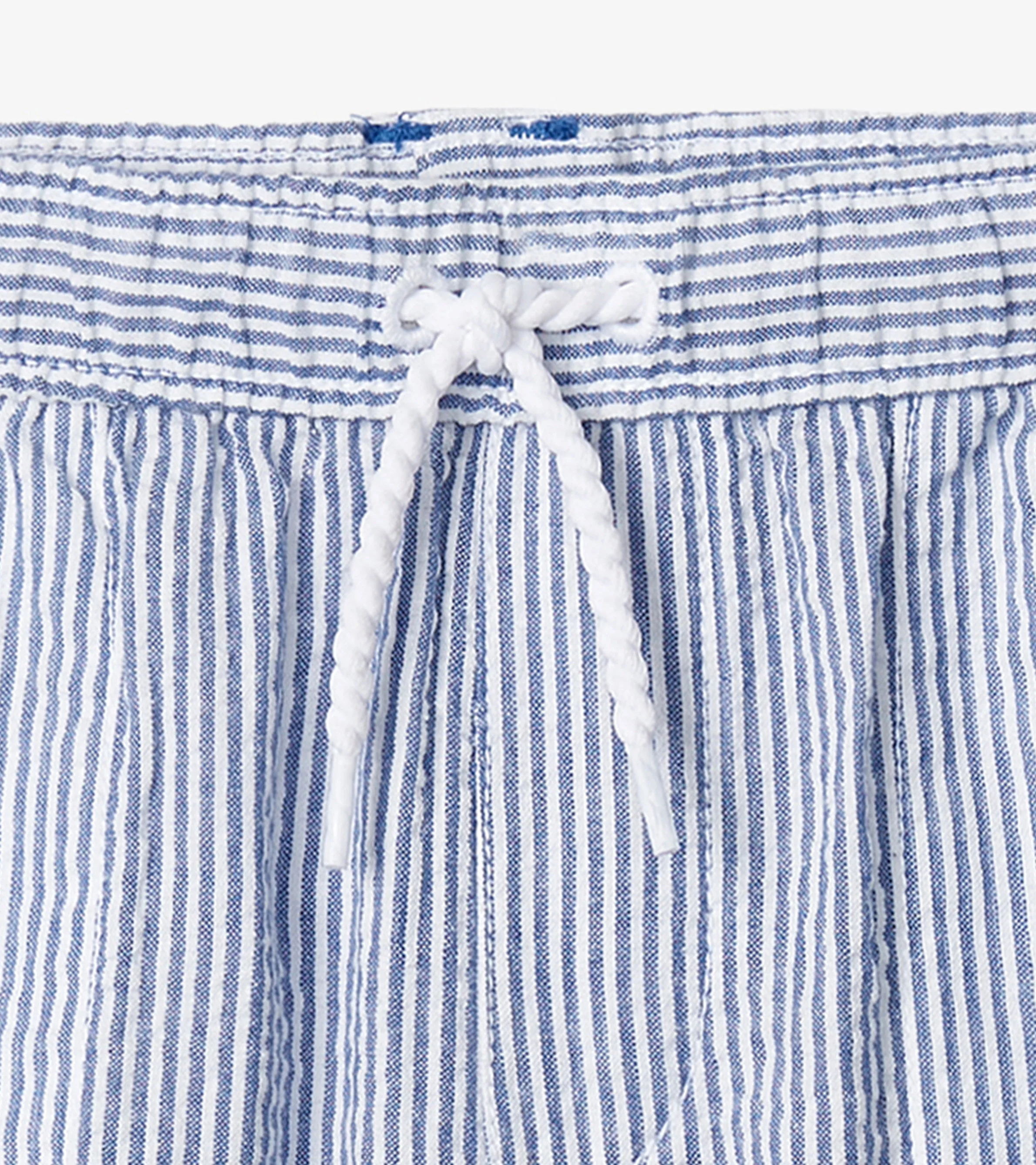 Boys Blue Stripes Woven Shorts - Image 3