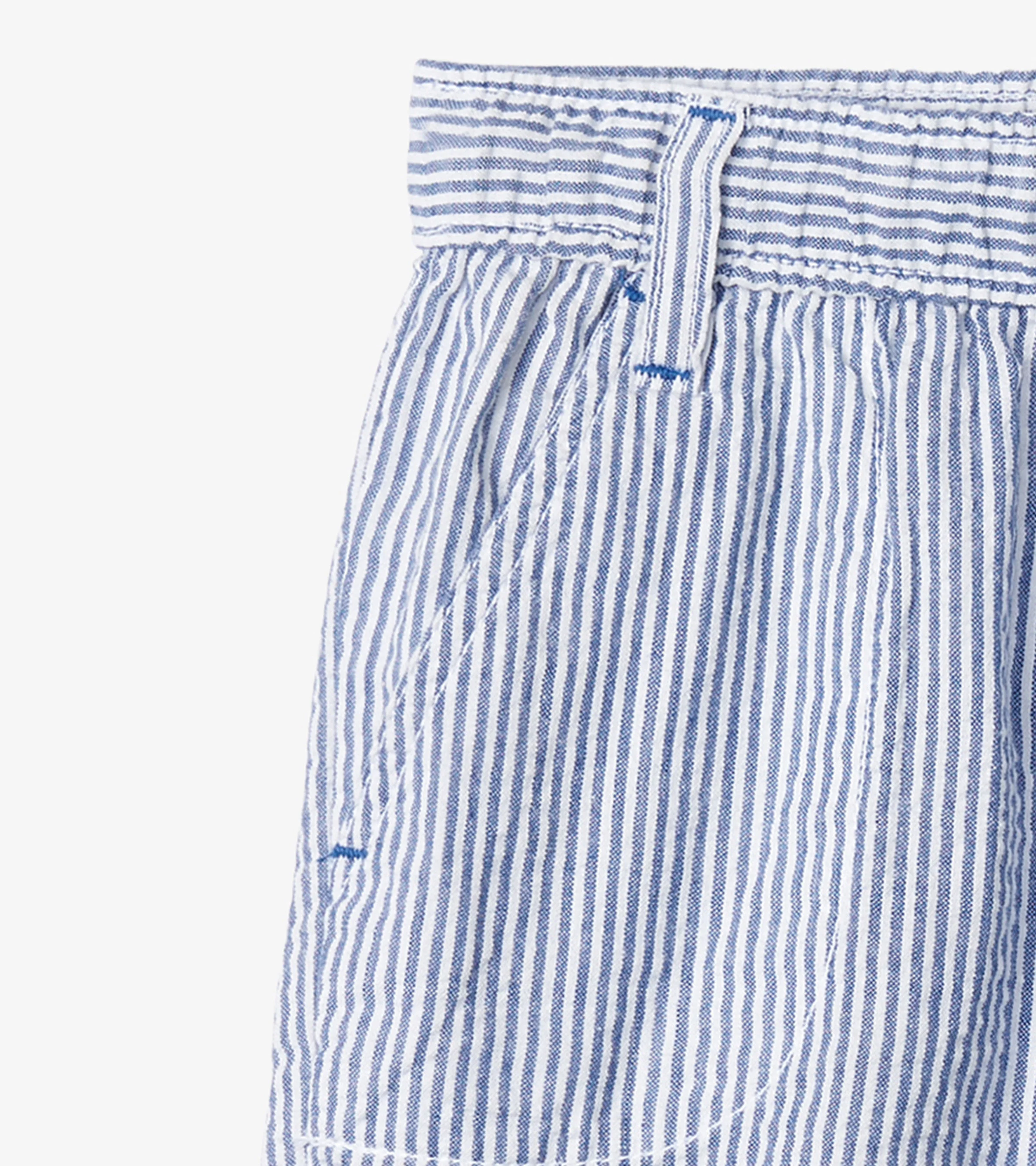 Boys Blue Stripes Woven Shorts - Image 4