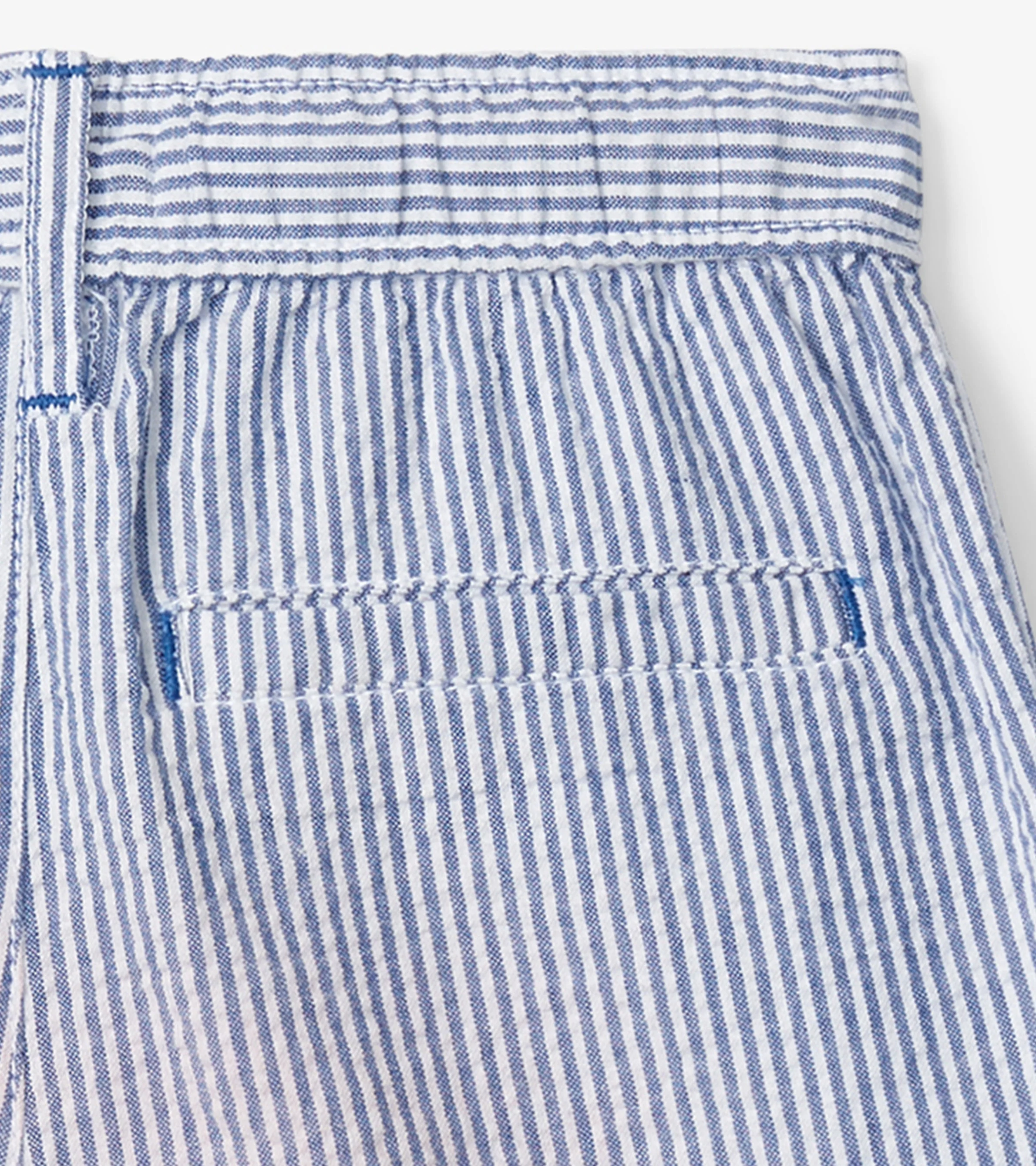 Boys Blue Stripes Woven Shorts - Image 5