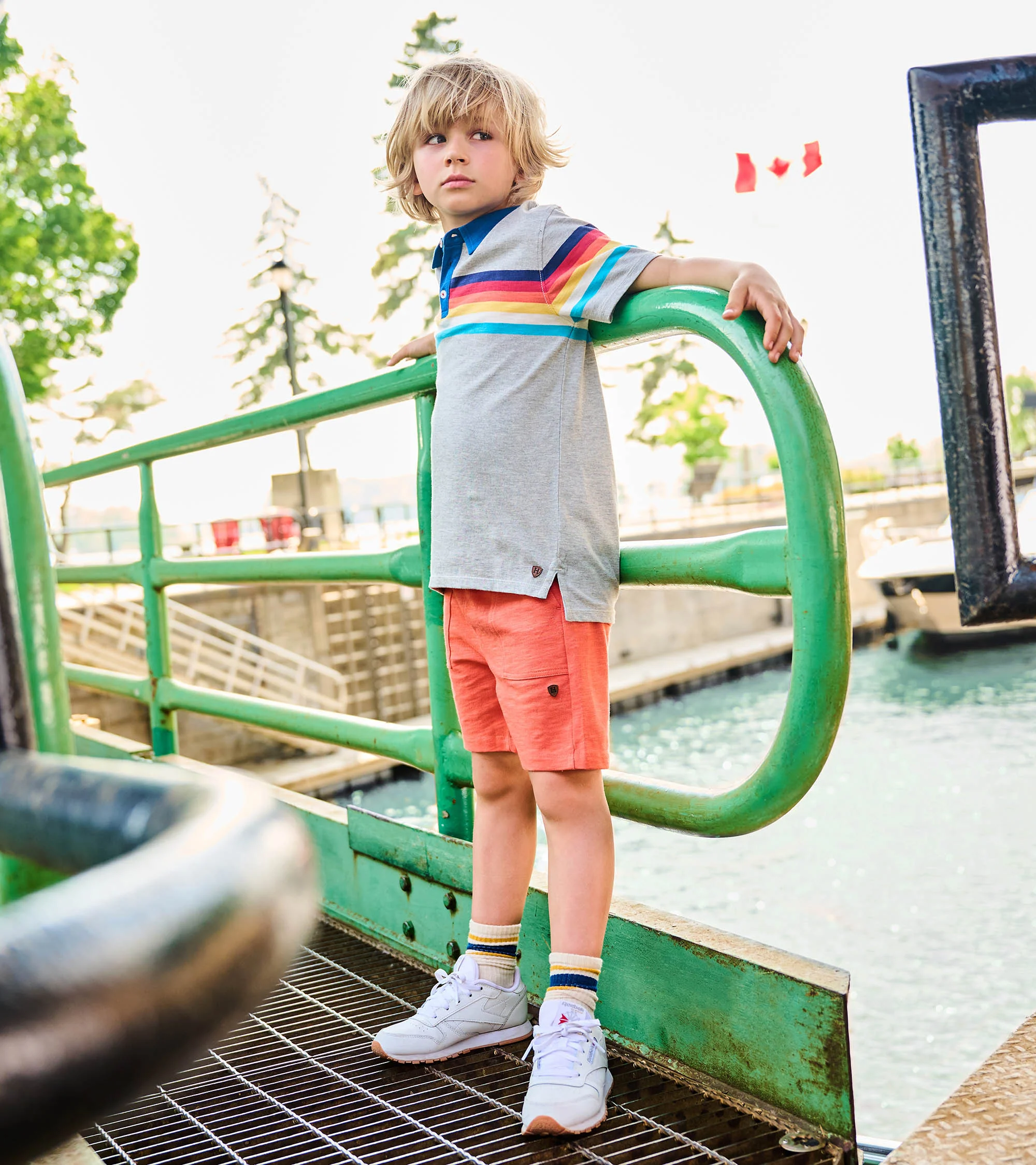 Boys 70's Stripes Polo T-Shirt