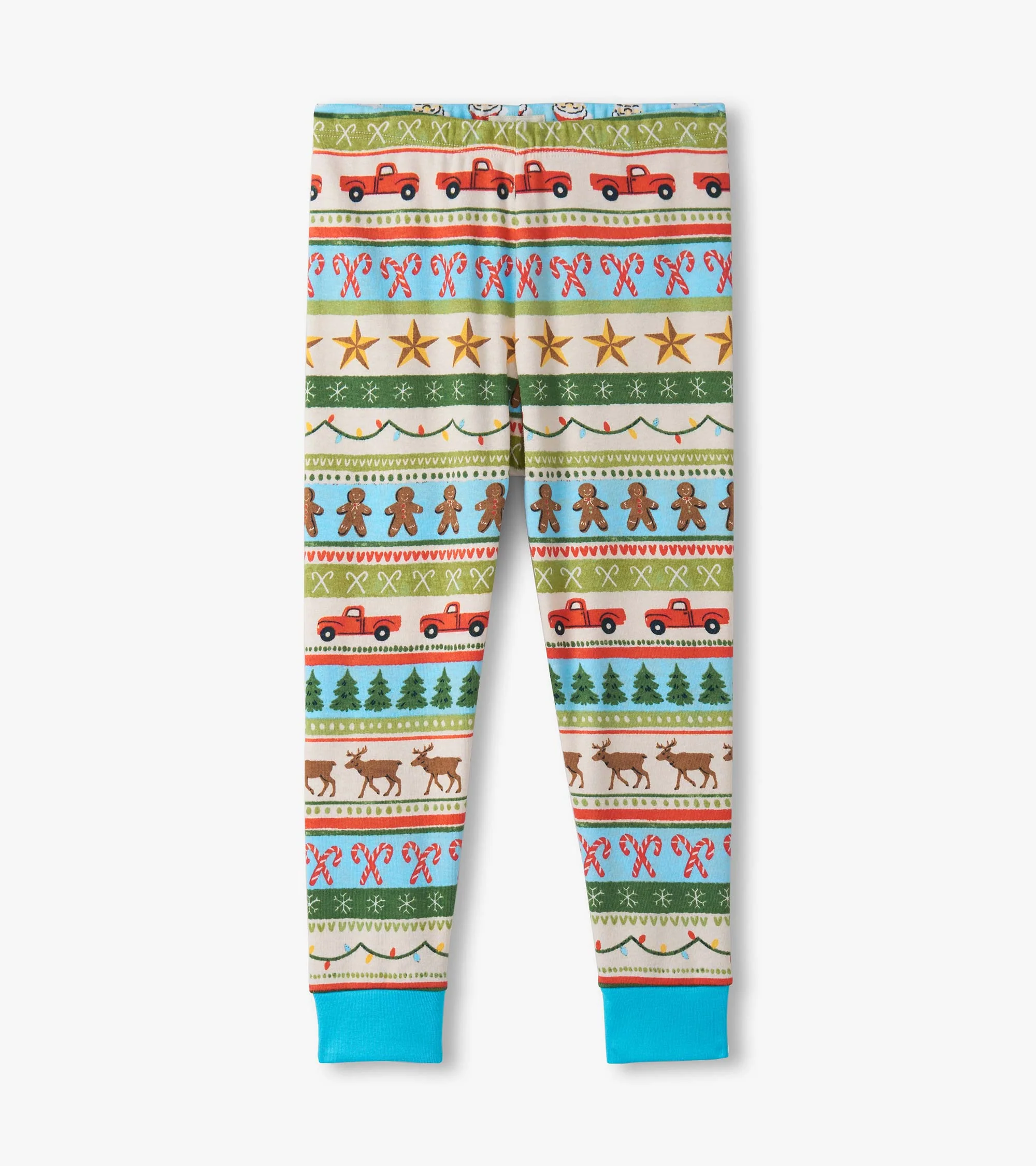Boys Blue Fun Fair Isle Cotton Pajama Set - Image 4
