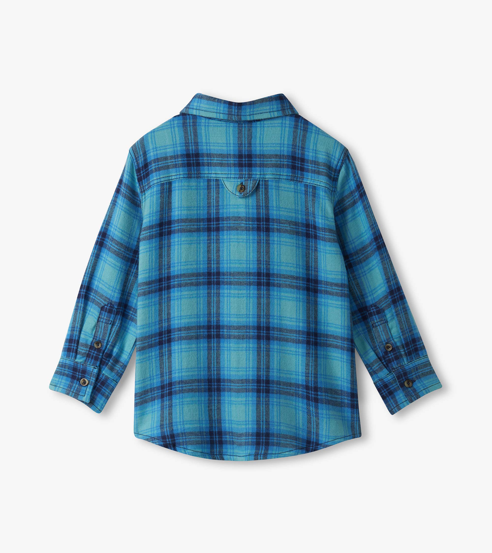 Boys Blue Stone Plaid Button Down Shirt - Image 4