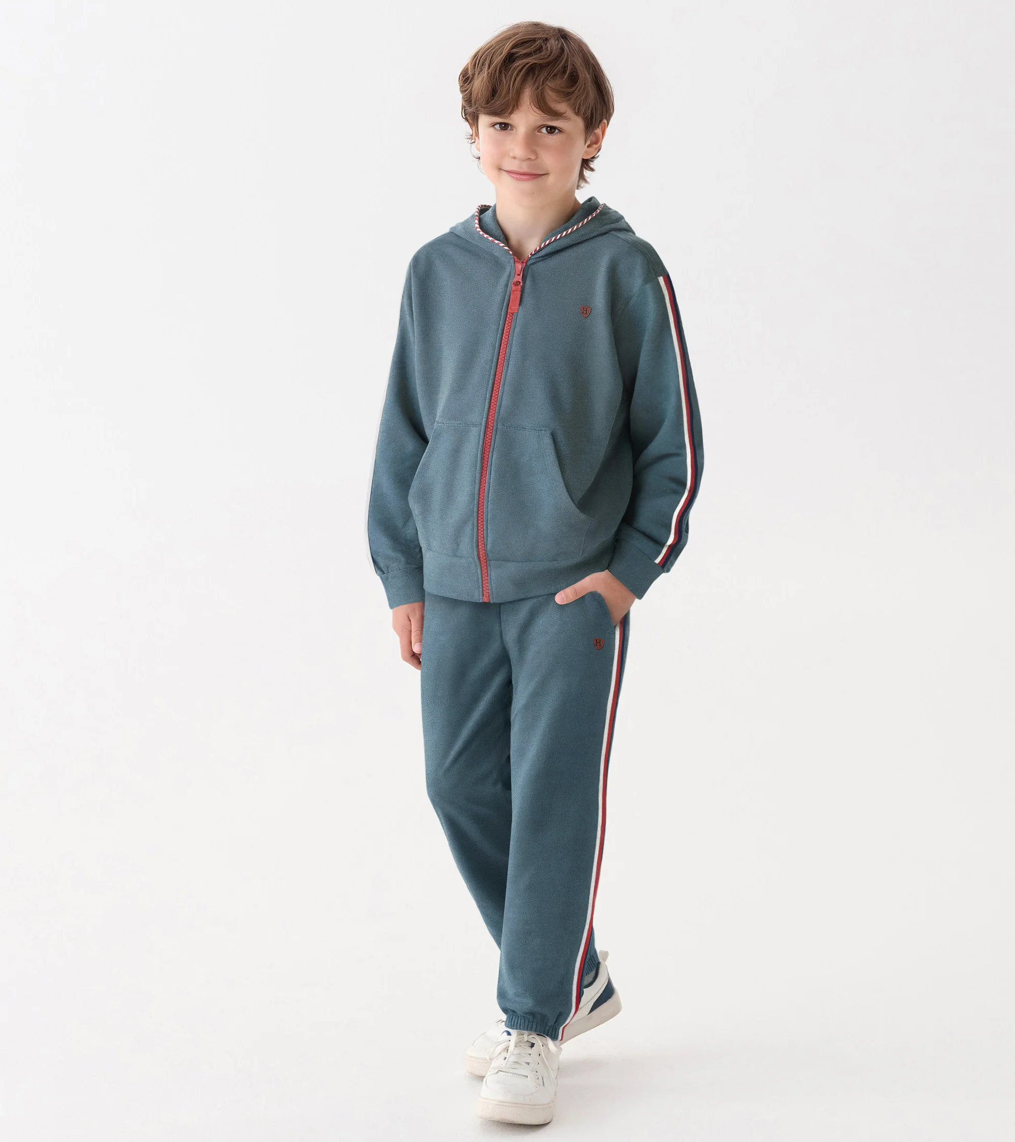 Boys Blue Stone Zip-Up Hoodie - Image 2
