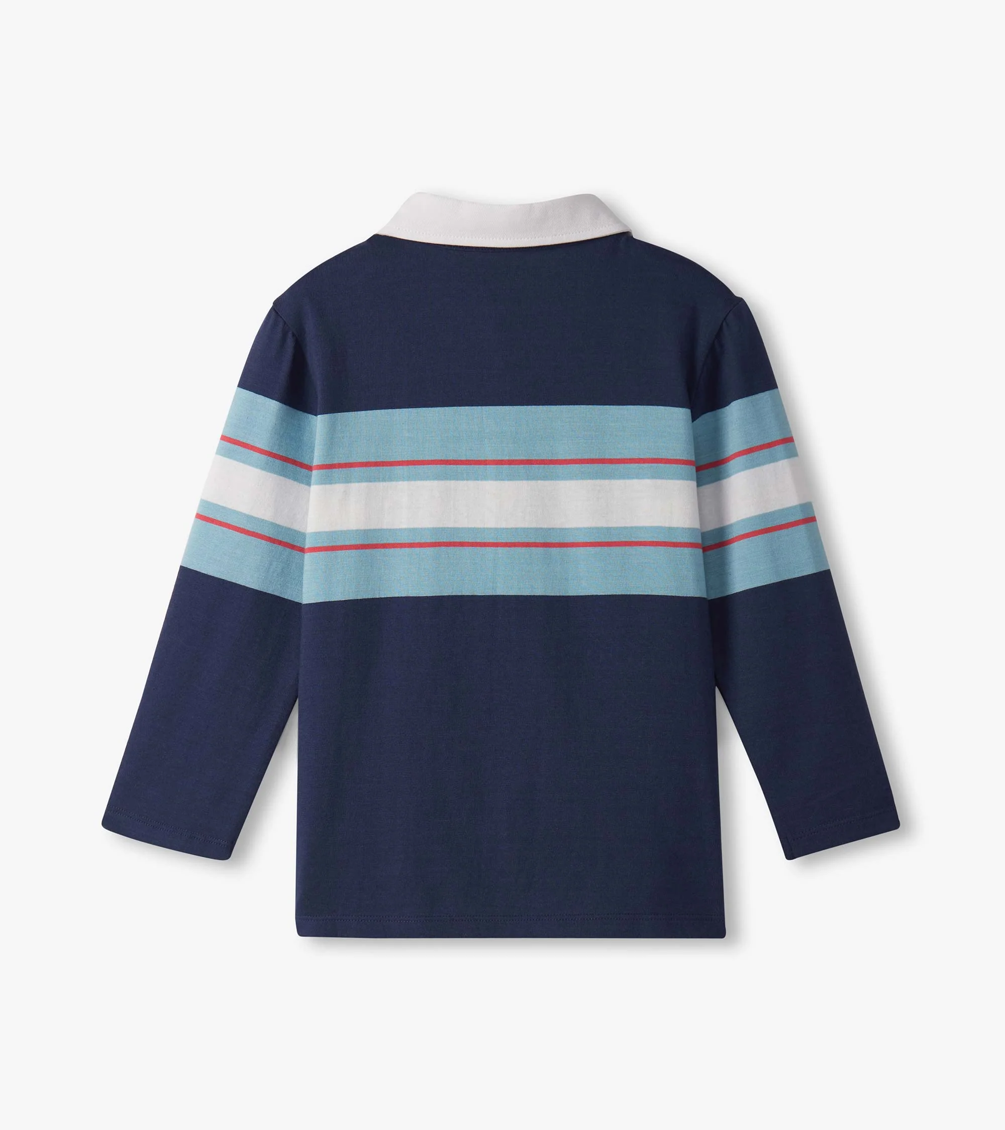 Boys Blue Stripes Rugby Polo - Image 4