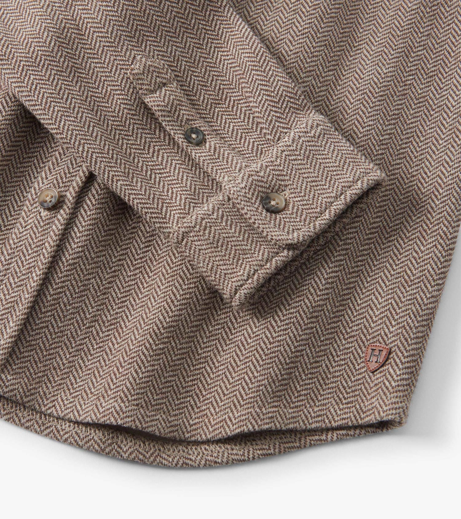 Boys Brown Sugar Herringbone Button Down Shirt - Image 4