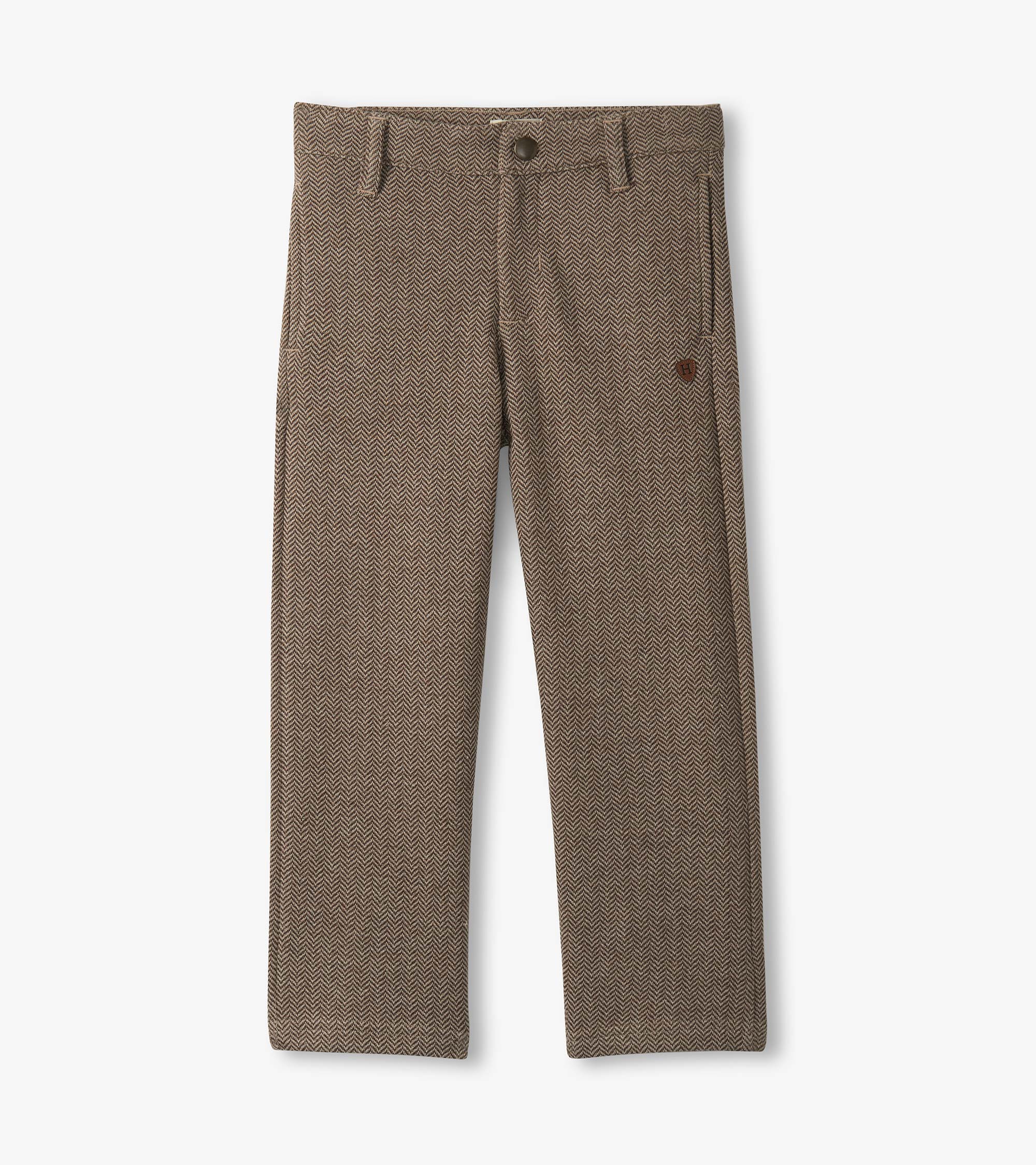 Boys Brown Sugar Herringbone Straight Leg Pants