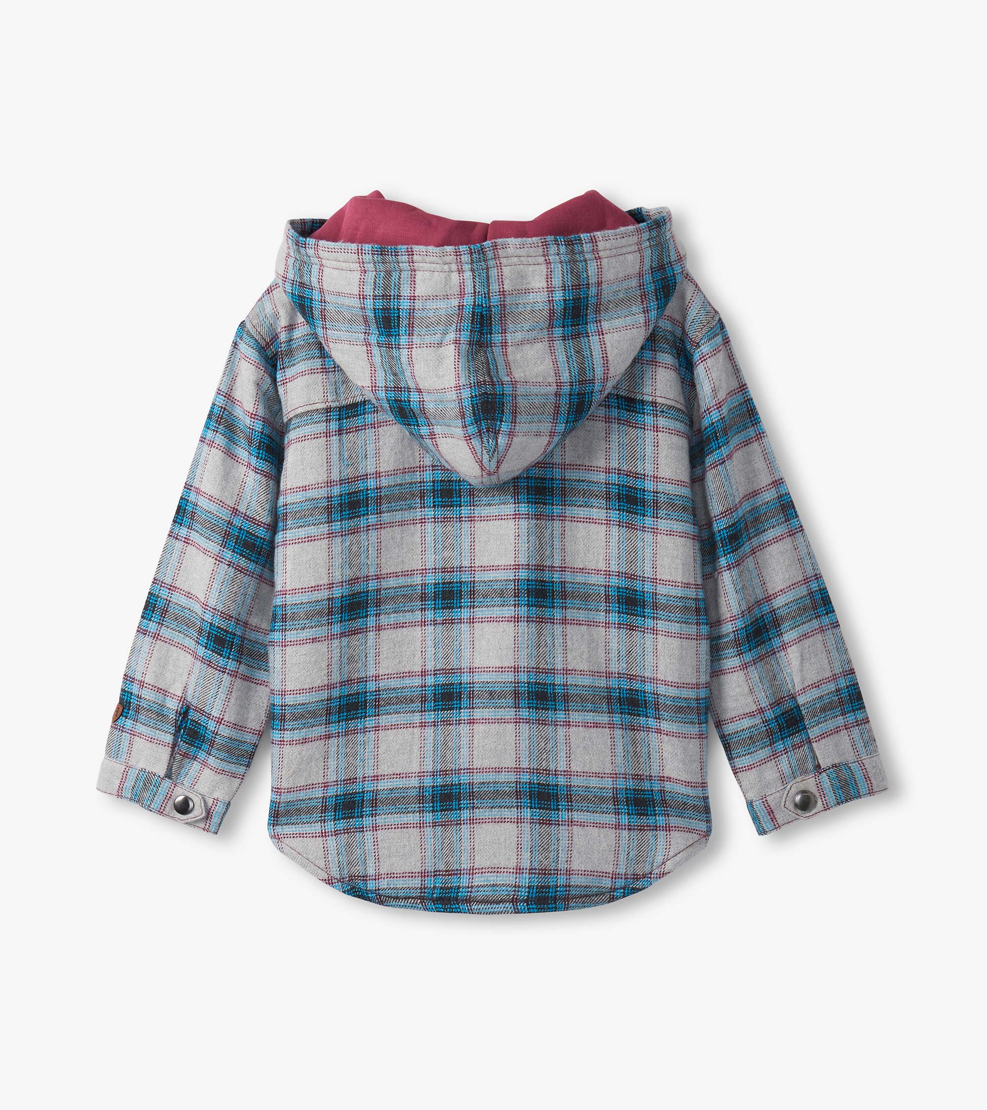Boys Charcoal and Maroon Plaid Lined Hooded Jacket - Image 4