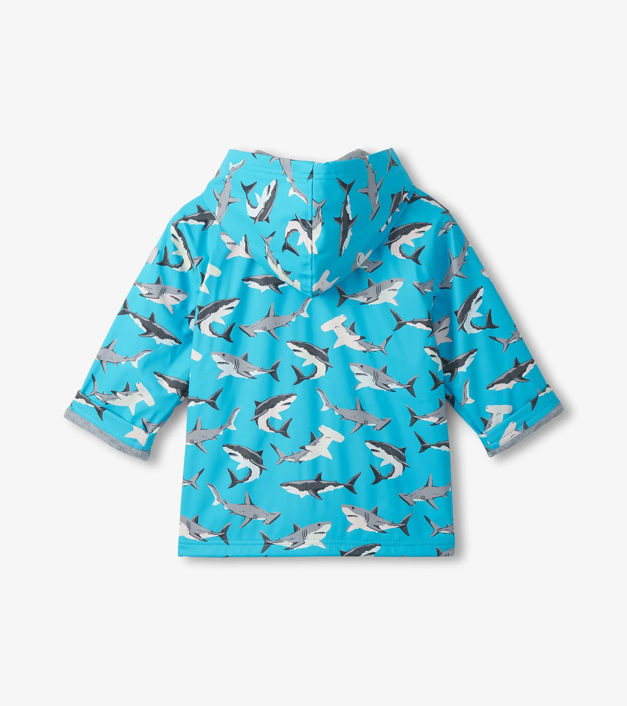 Boys Colour Changing Shark Party Zip-Up Rain Jacket - Image 5