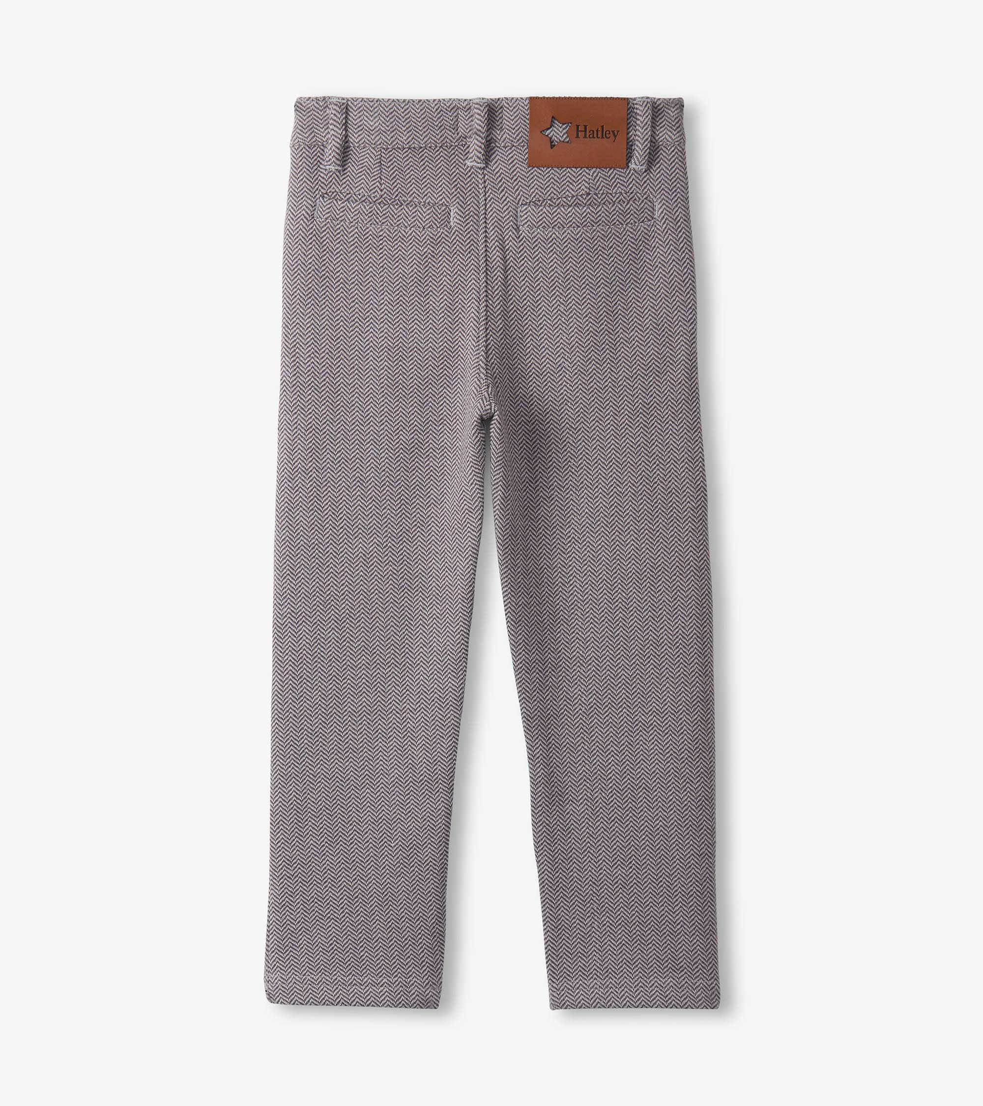 Boys Dark Grey Herringbone Straight Leg Pants - Image 3