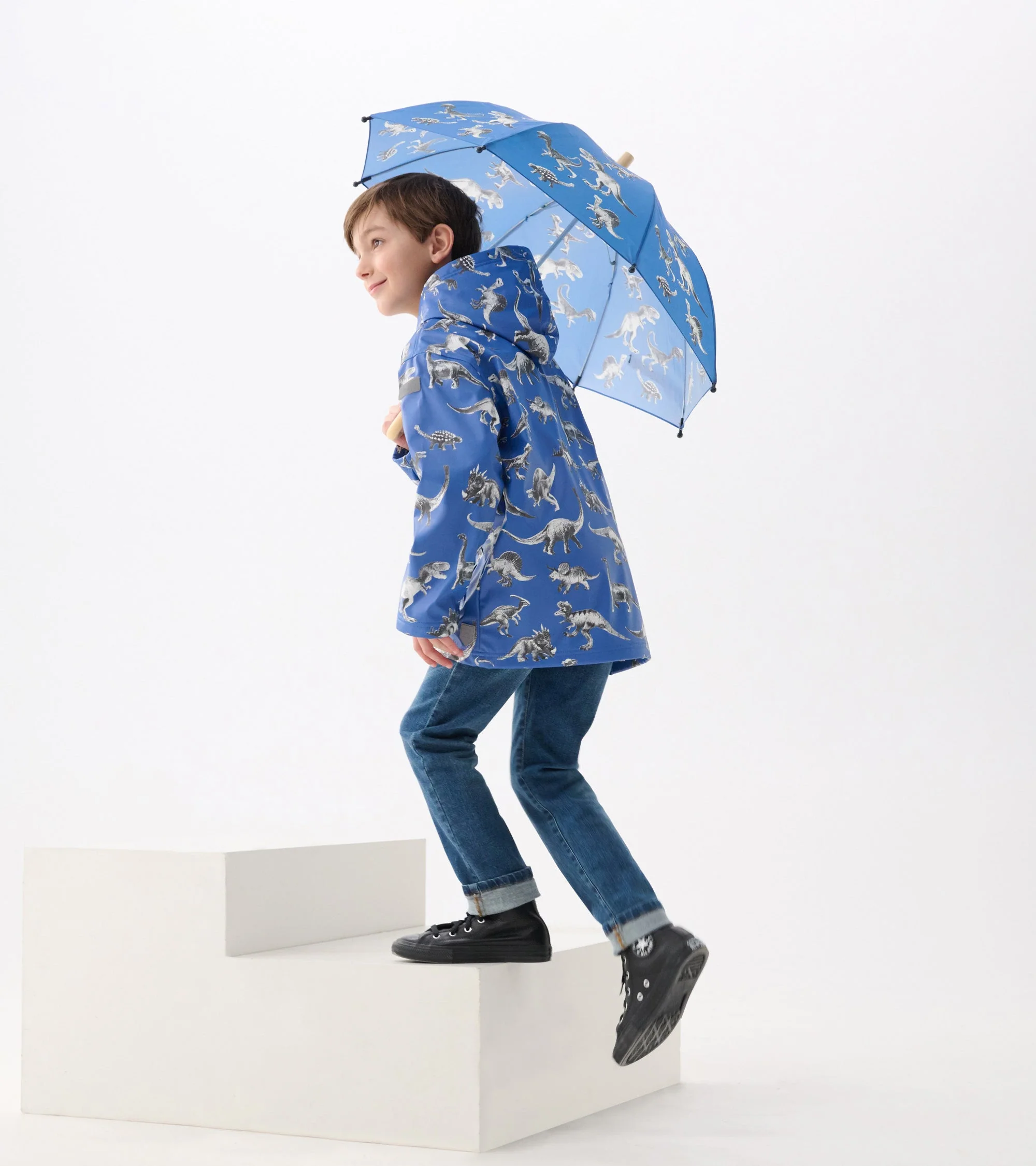Boys Dino Extinction Zip-Up Rain Jacket - Image 4