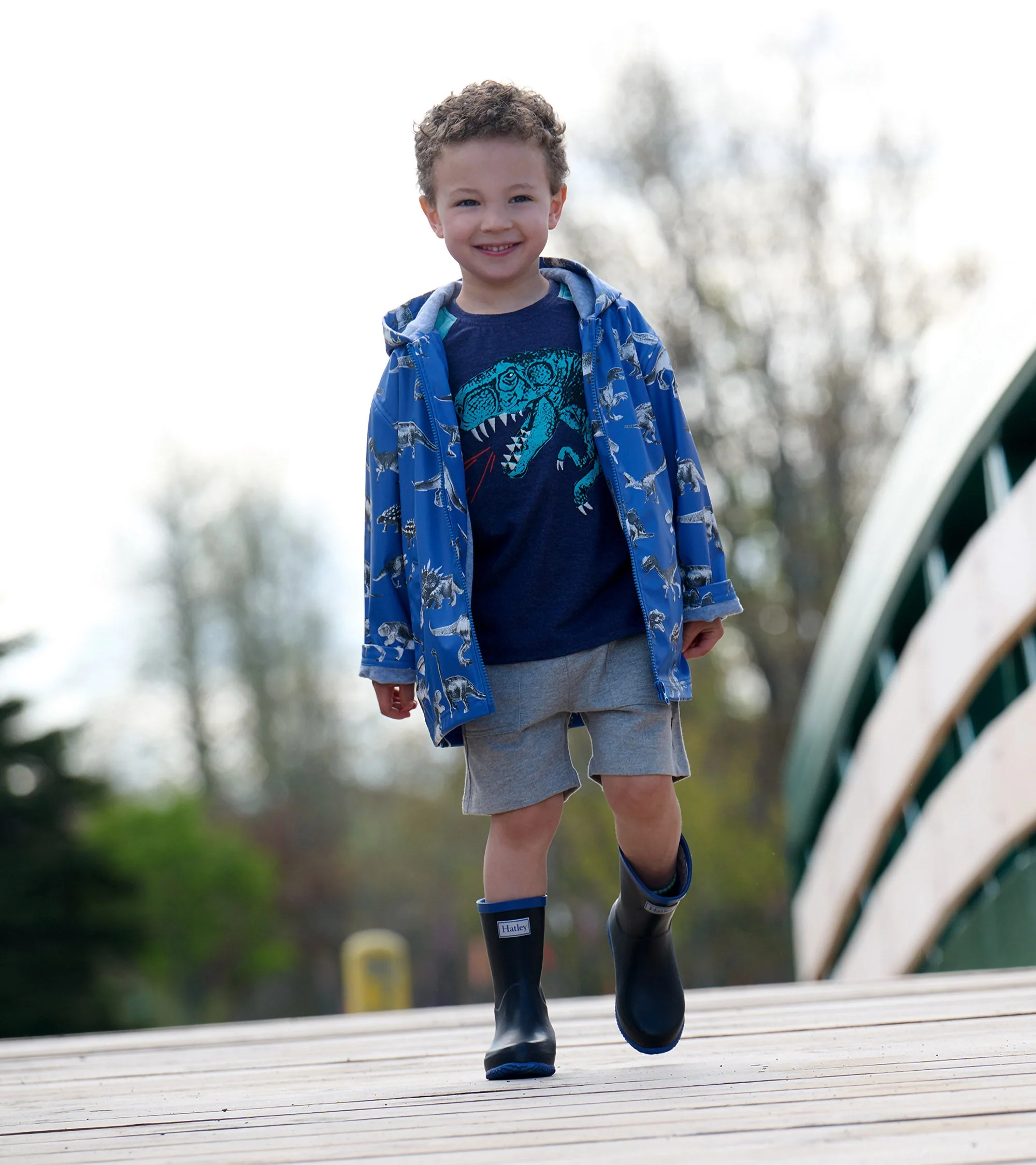 Boys Dino Extinction Zip-Up Rain Jacket - Image 5
