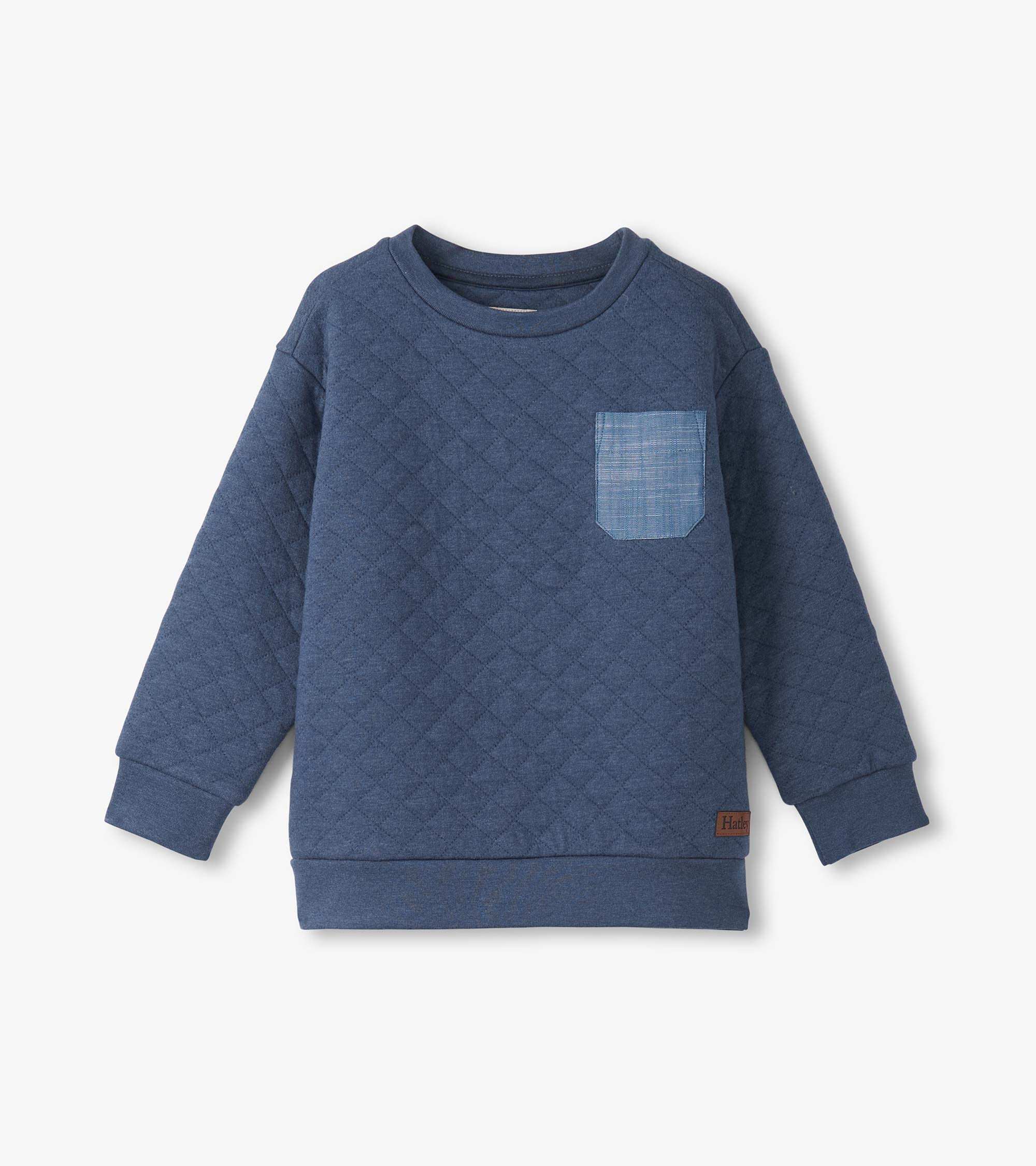 Boys Ensign Blue Quilted Pullover