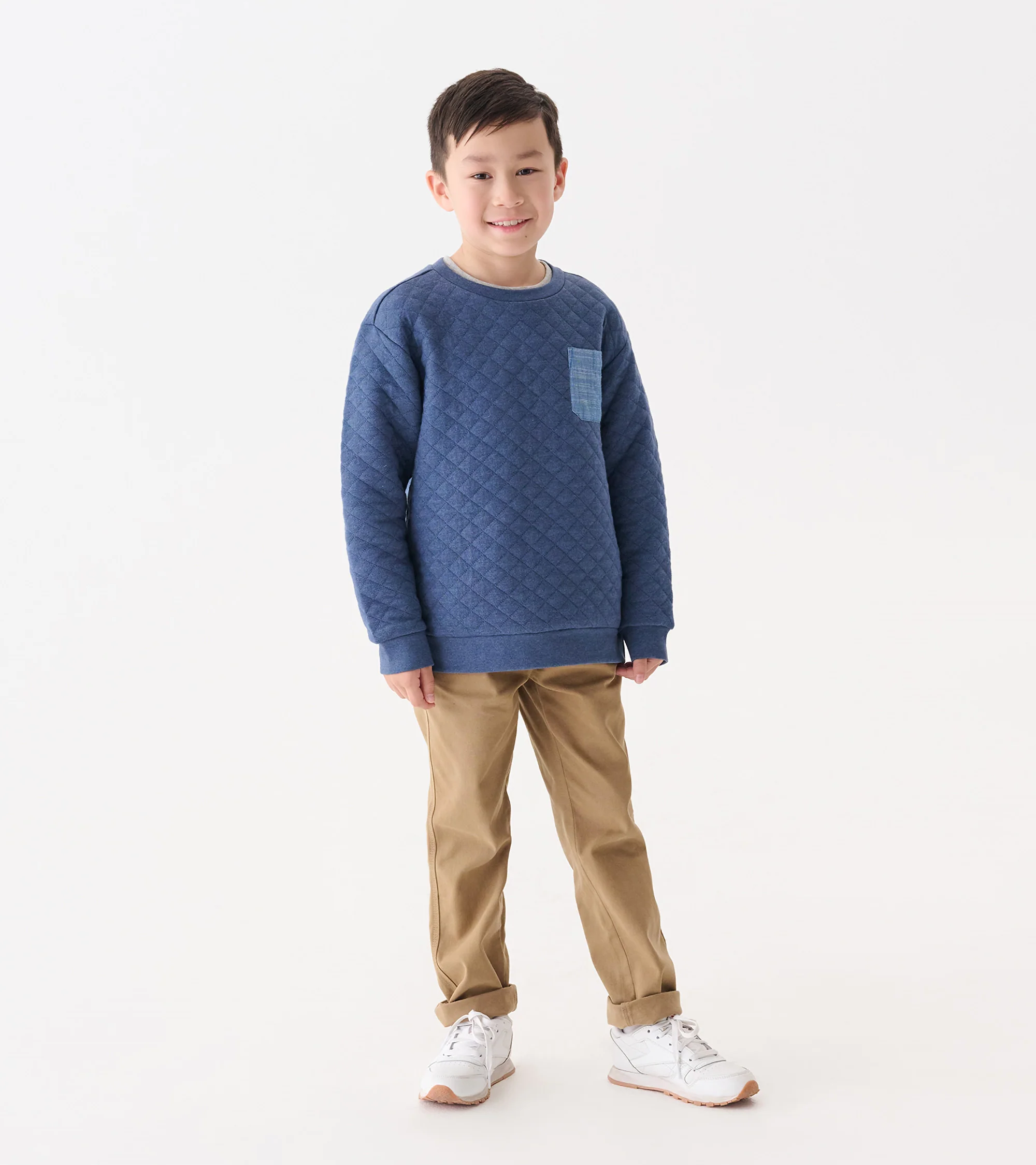 Boys Ensign Blue Quilted Pullover - Image 2