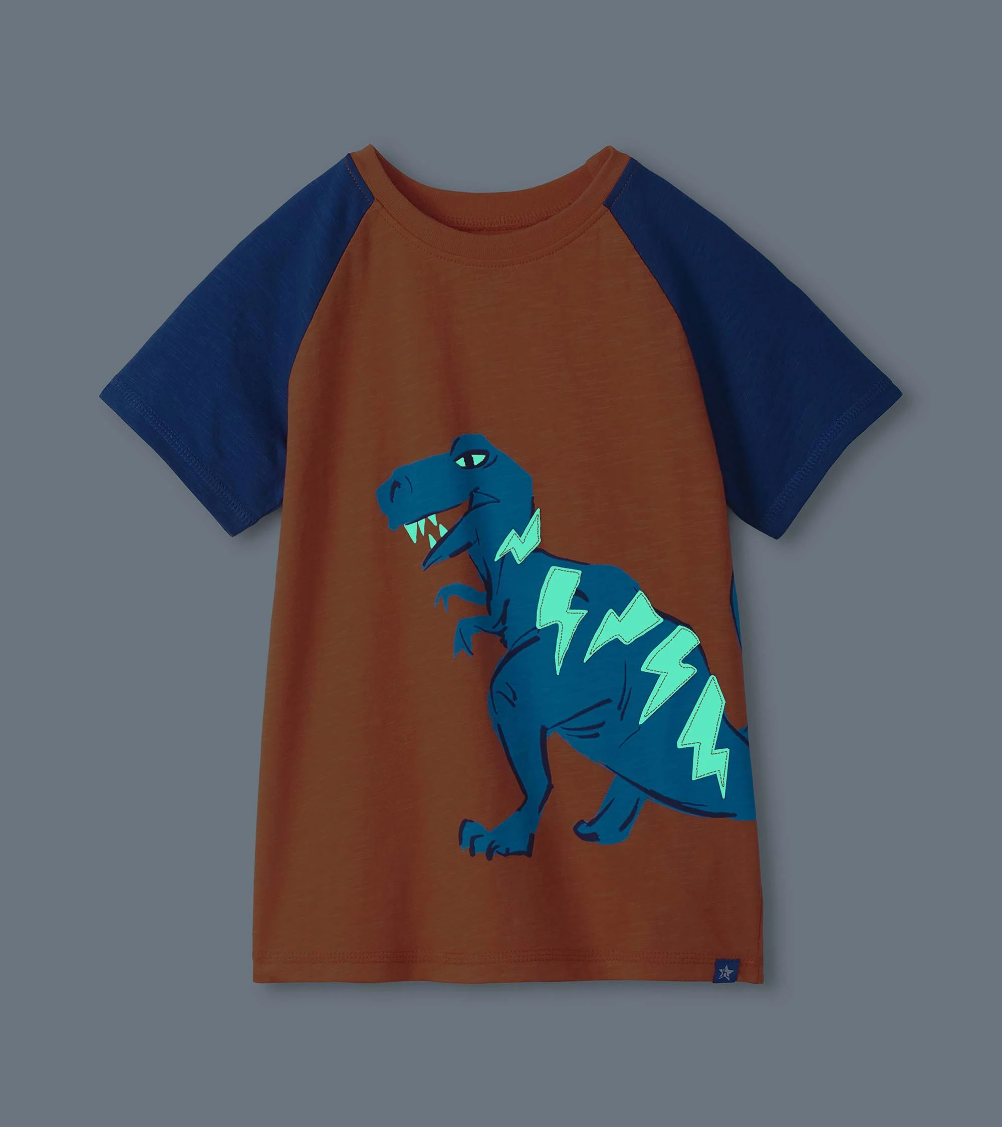 Boys Glow in the Dark Dino Raglan T-Shirt - Image 2