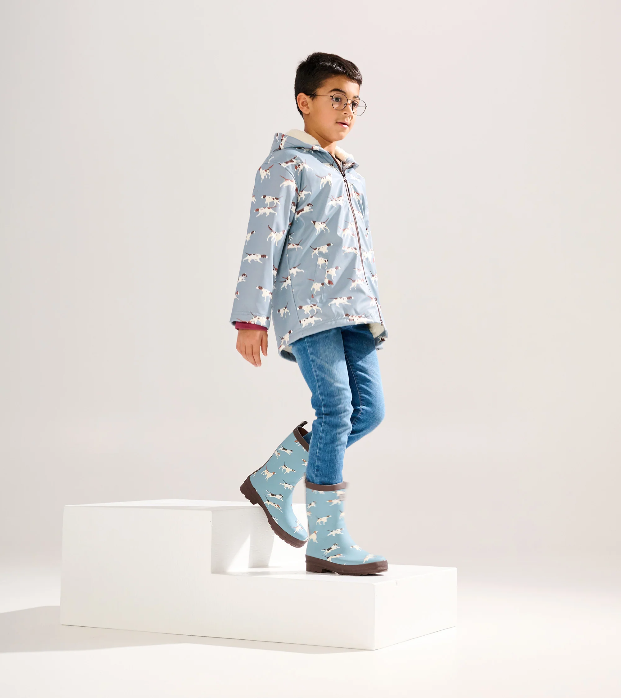 Boys Hunting Dogs Sherpa Lined Zip-Up Rain Jacket - Image 3