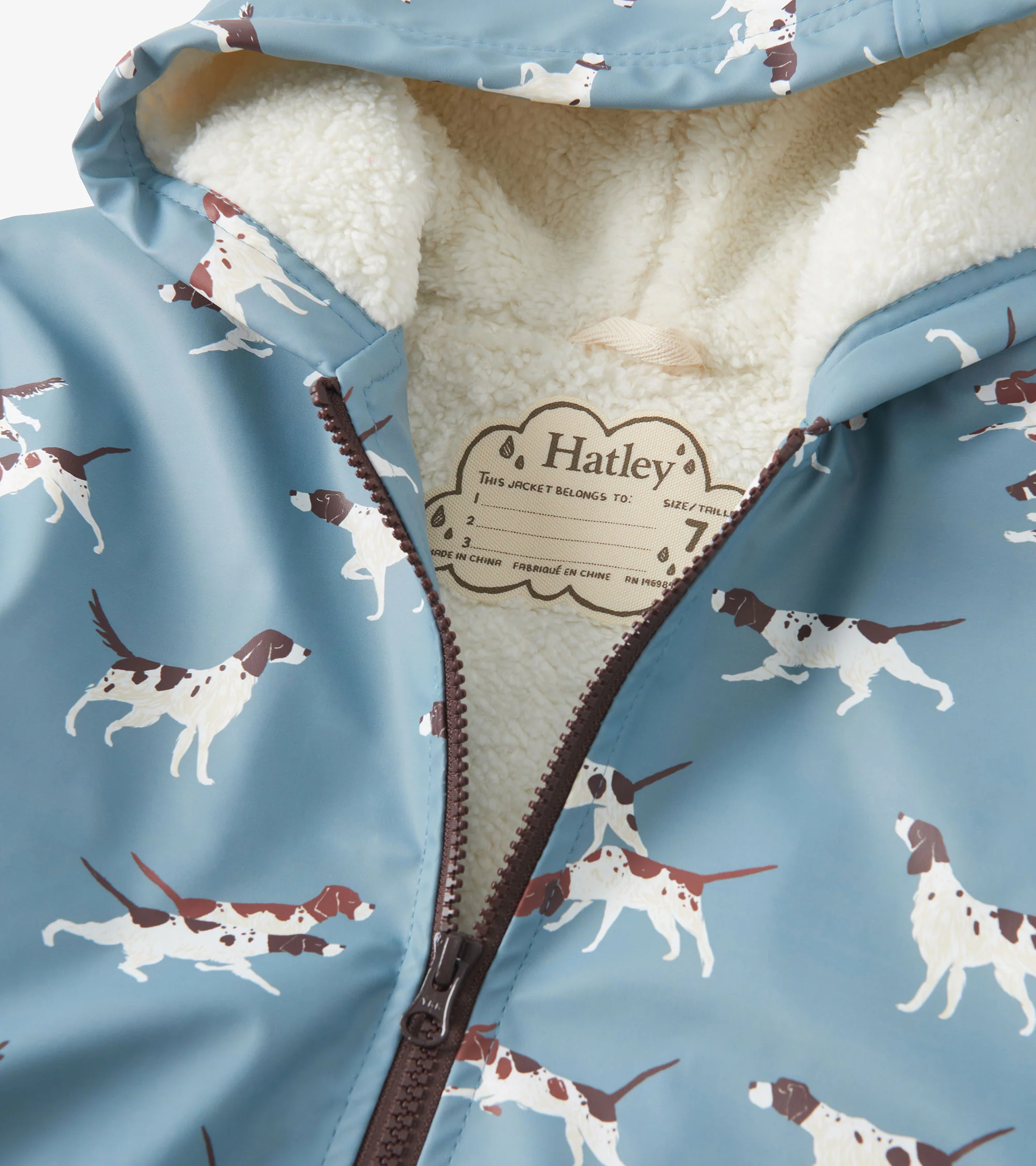 Boys Hunting Dogs Sherpa Lined Zip-Up Rain Jacket - Image 5