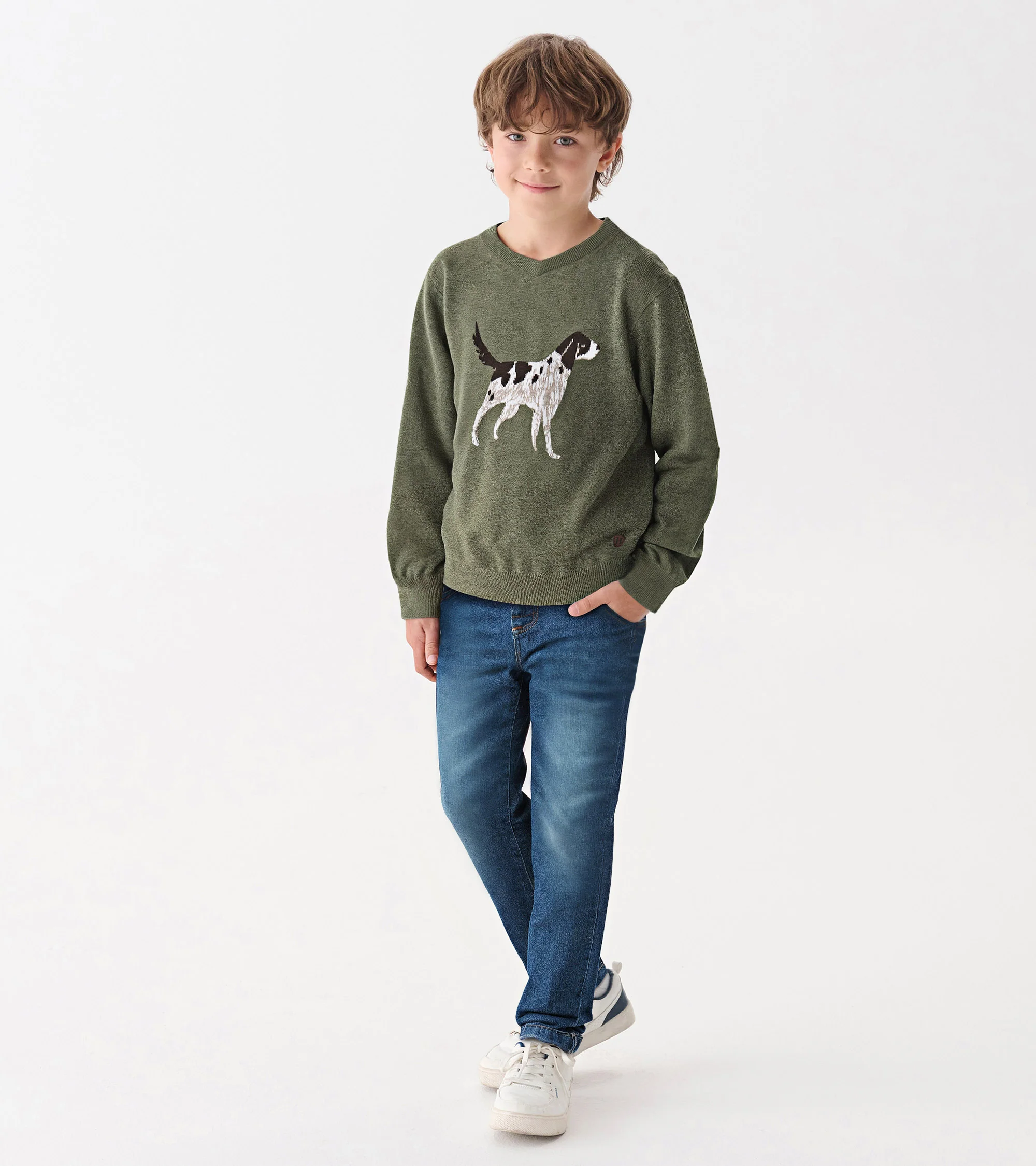 Boys Hunting Dogs V-Neck Sweater - Image 5
