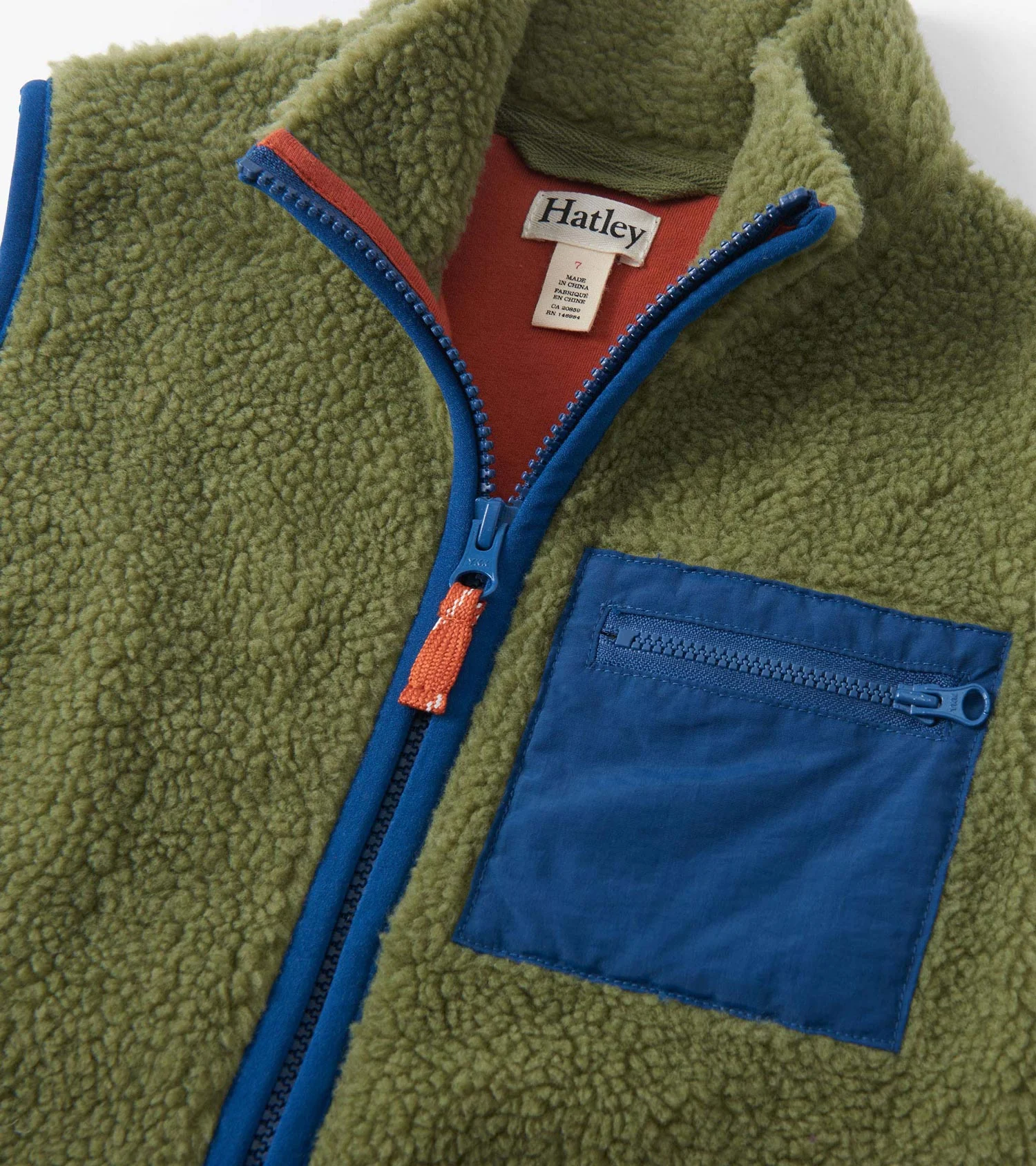 Boys Loden Green Faux Sherpa Vest - Image 4