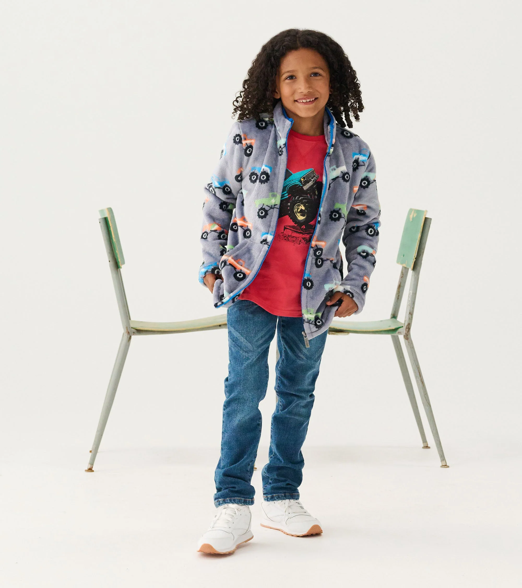 Boys Monster Trucks Fuzzy Fleece Zip-Up Jacket - Image 6
