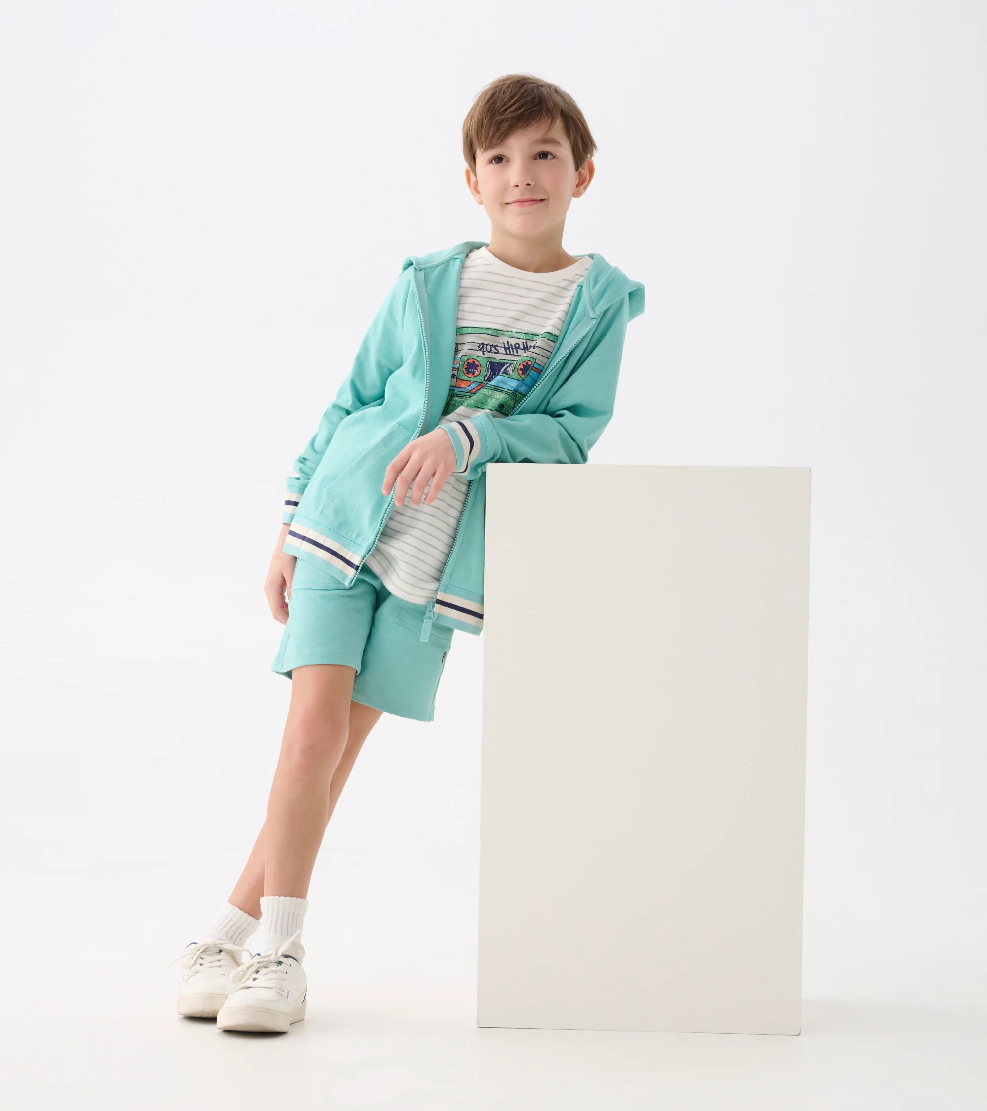 Boys Nile Blue Zip-Up Hoodie - Image 4