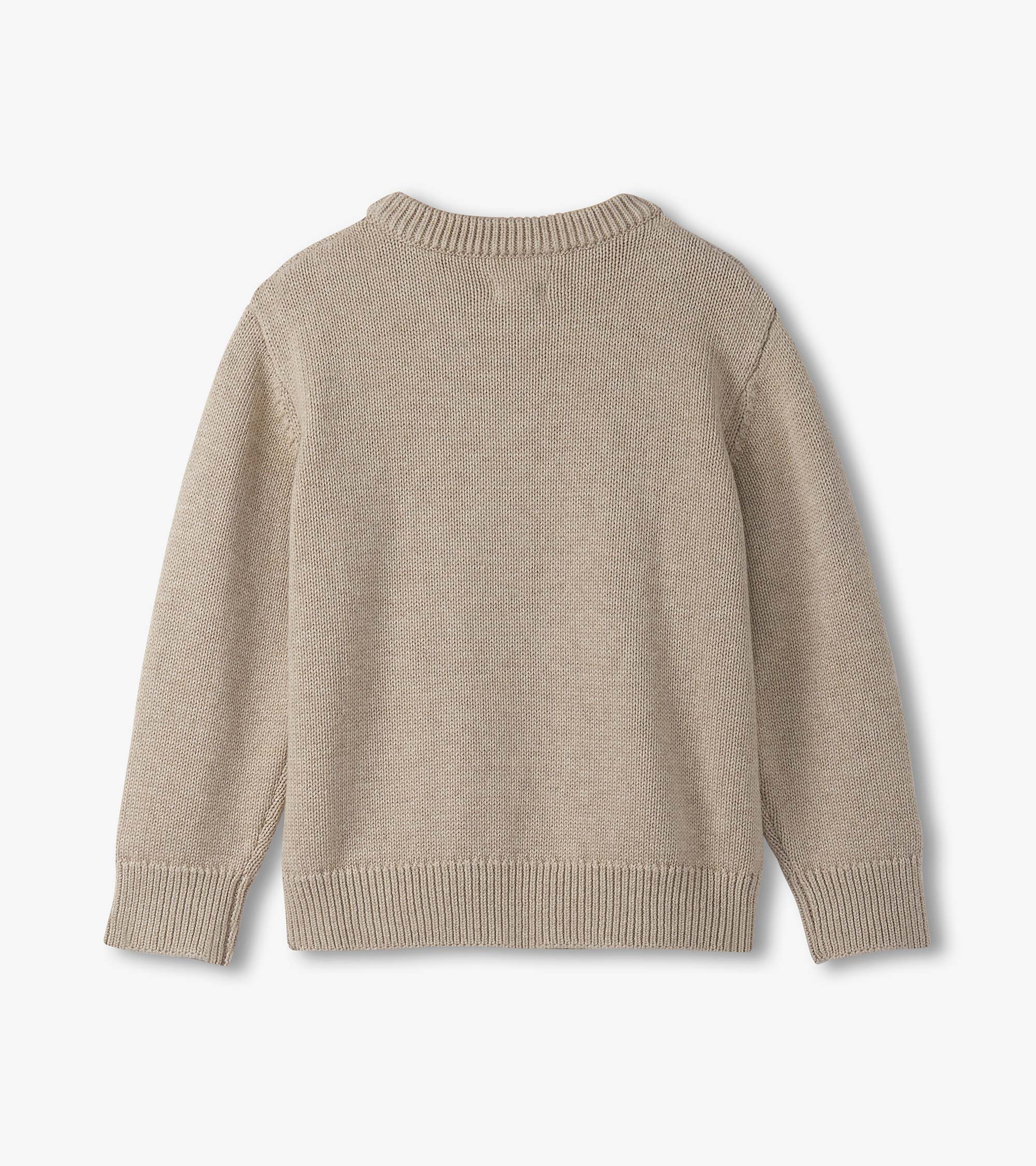 Boys Oatmeal Bear Crew Neck Sweater - Image 3