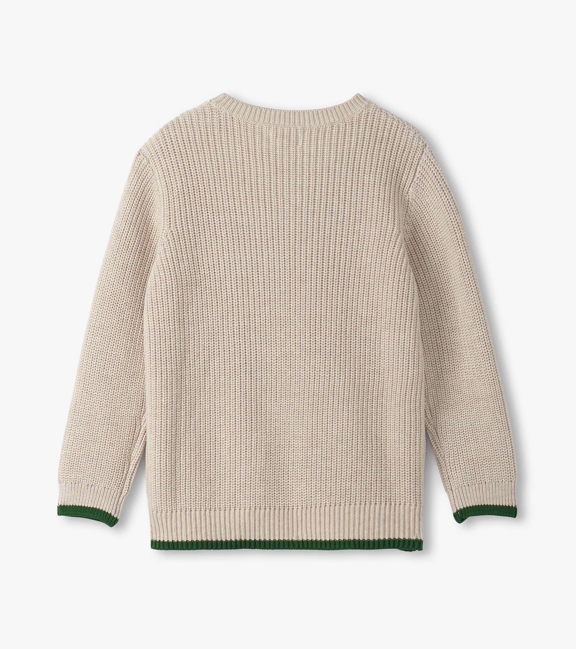 Boys Oatmeal Melange Button Neck Sweater - Image 2