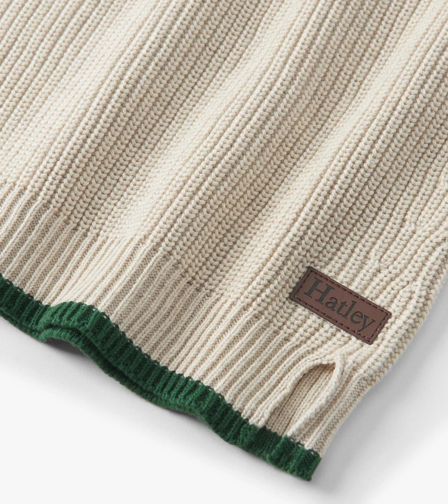 Boys Oatmeal Melange Button Neck Sweater - Image 3
