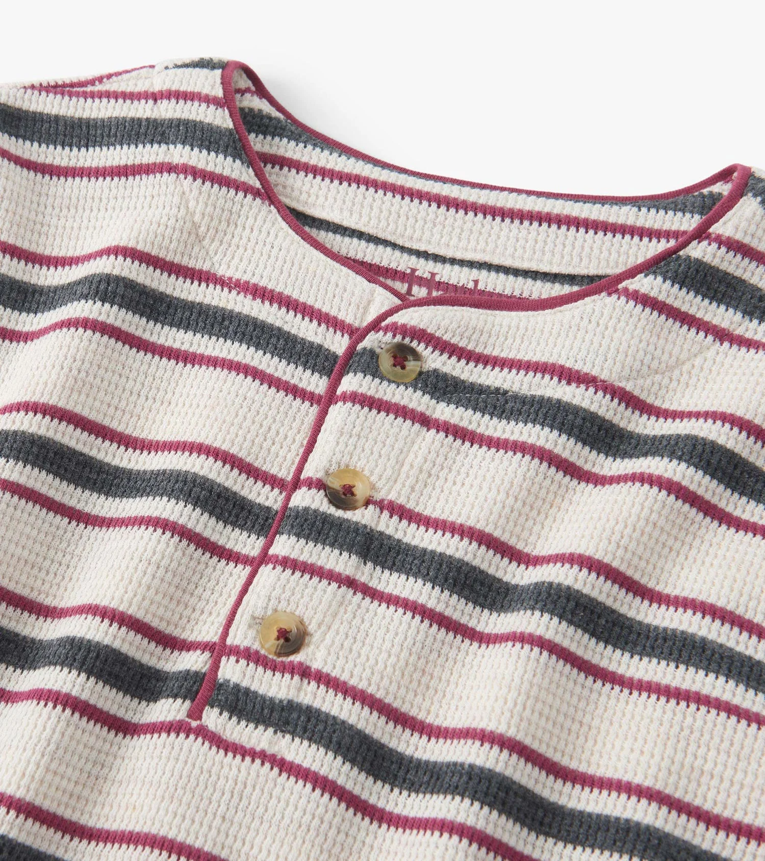 Boys Oatmeal Melange Stripes Waffle Henley - Image 4