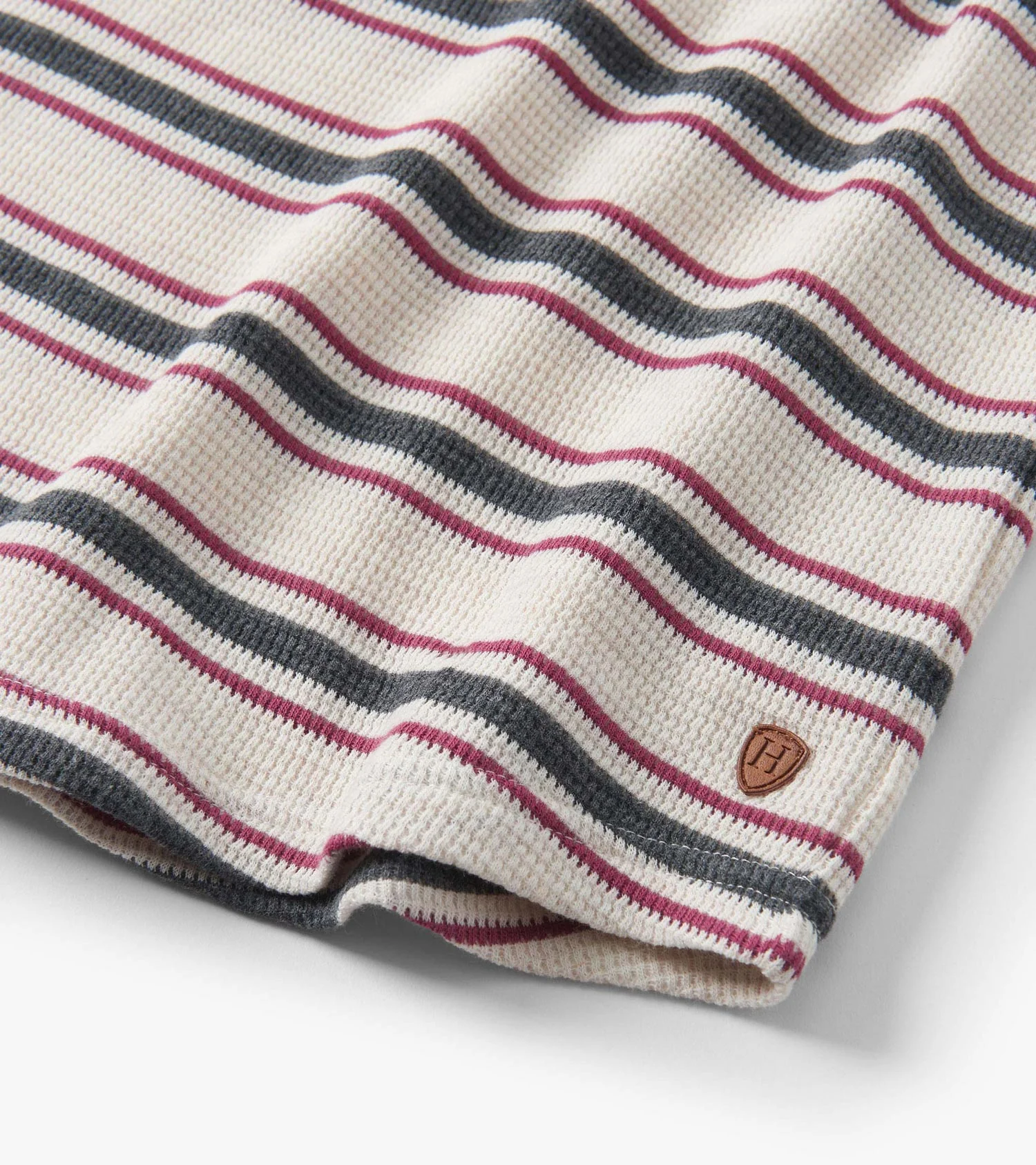 Boys Oatmeal Melange Stripes Waffle Henley - Image 5