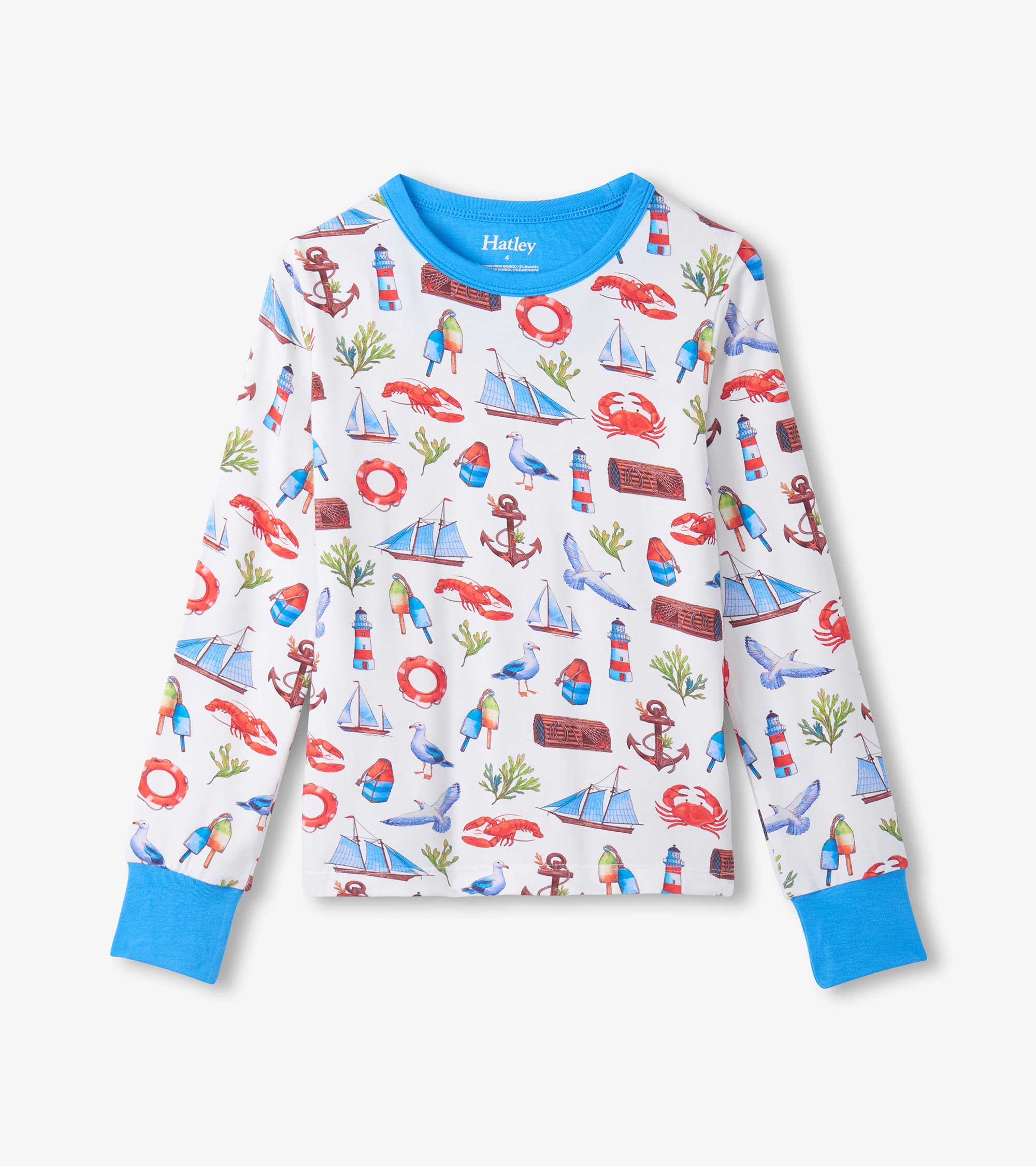 Boys Painted Seascape Bamboo Pajama Set - Image 2