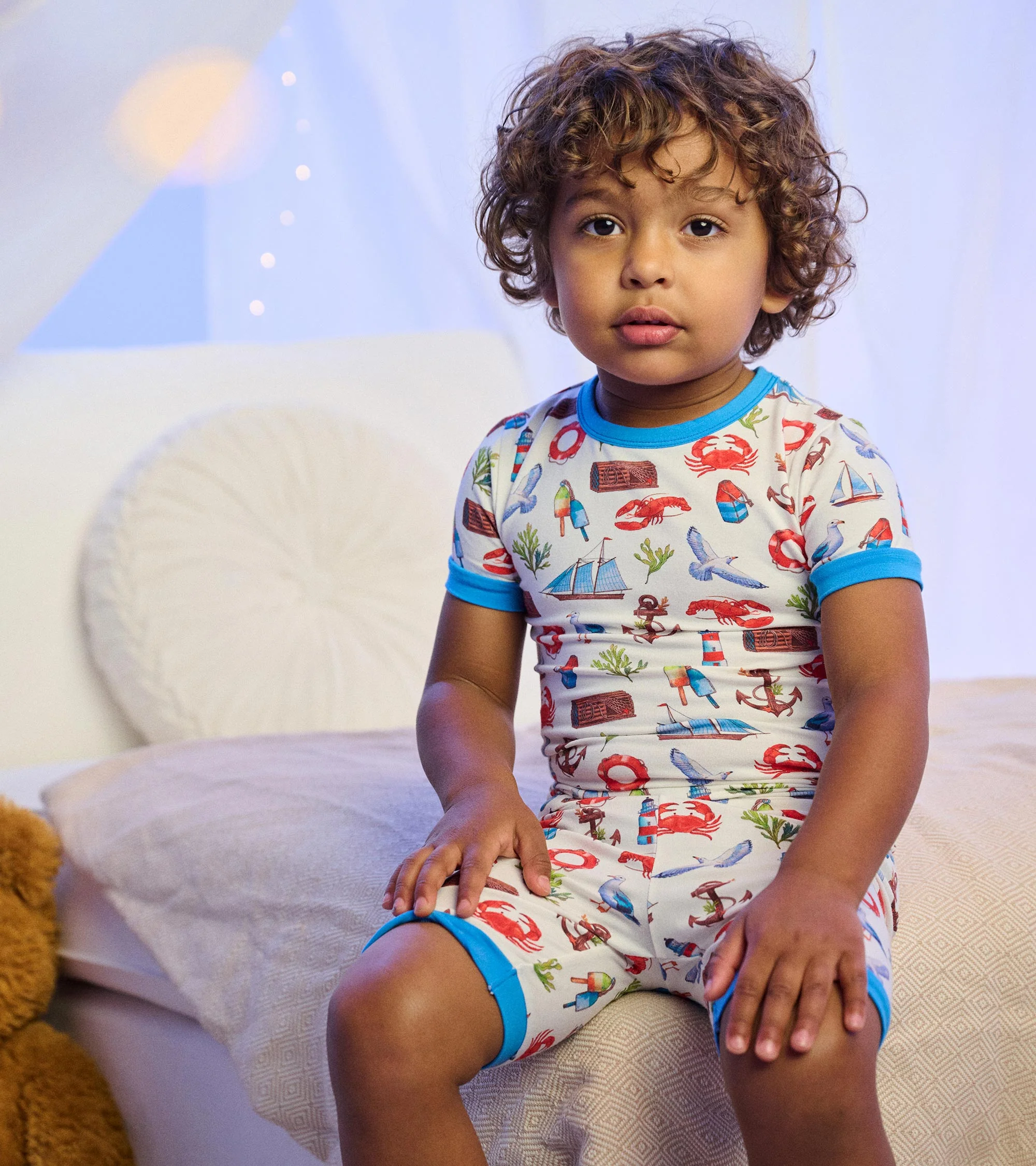 Boys Painted Seascape Bamboo Short Pajama Set - Image 2