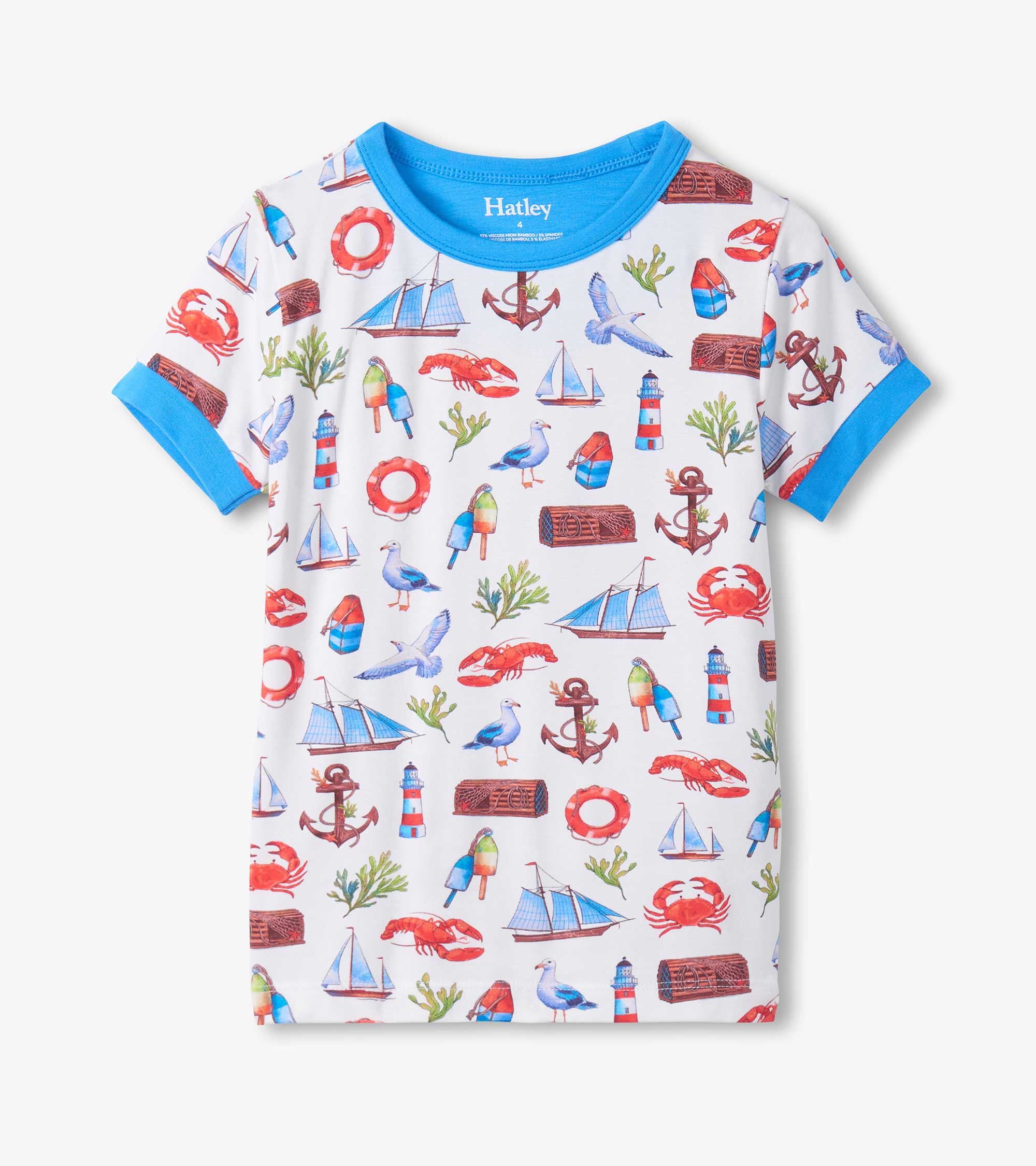 Boys Painted Seascape Bamboo Short Pajama Set - Image 4