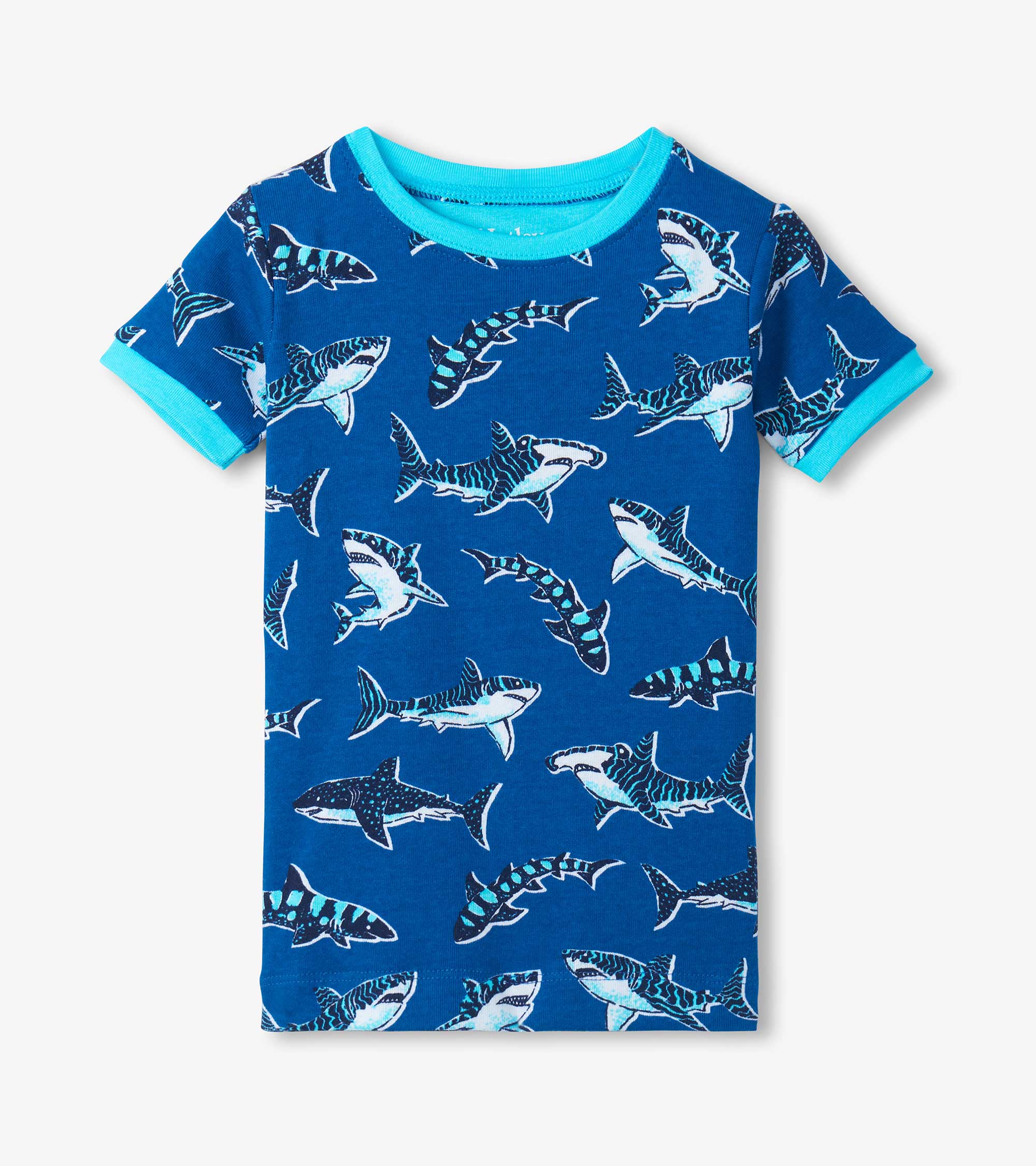 Boys Patterned Sharks Cotton Short Pajama Set - Image 2